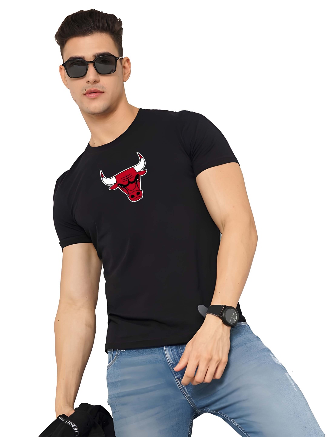 

BOWLIFESTYLE Men Pure Cotton T-shirt, Black