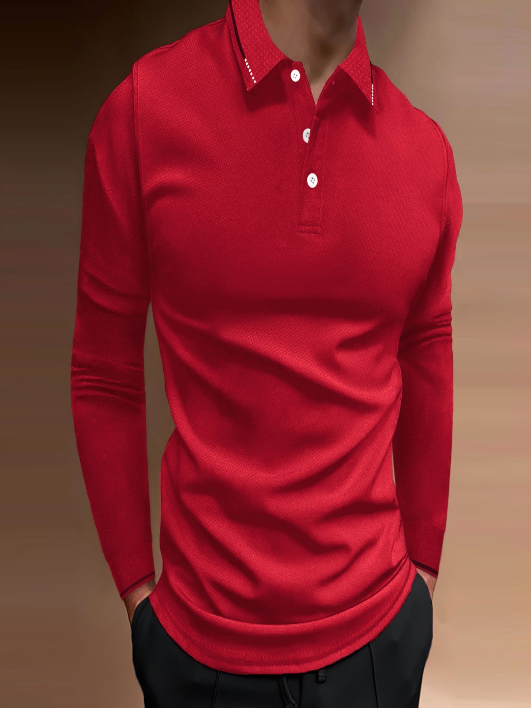 

StyleCast x Revolte Men Polo Collar T-shirt, Red