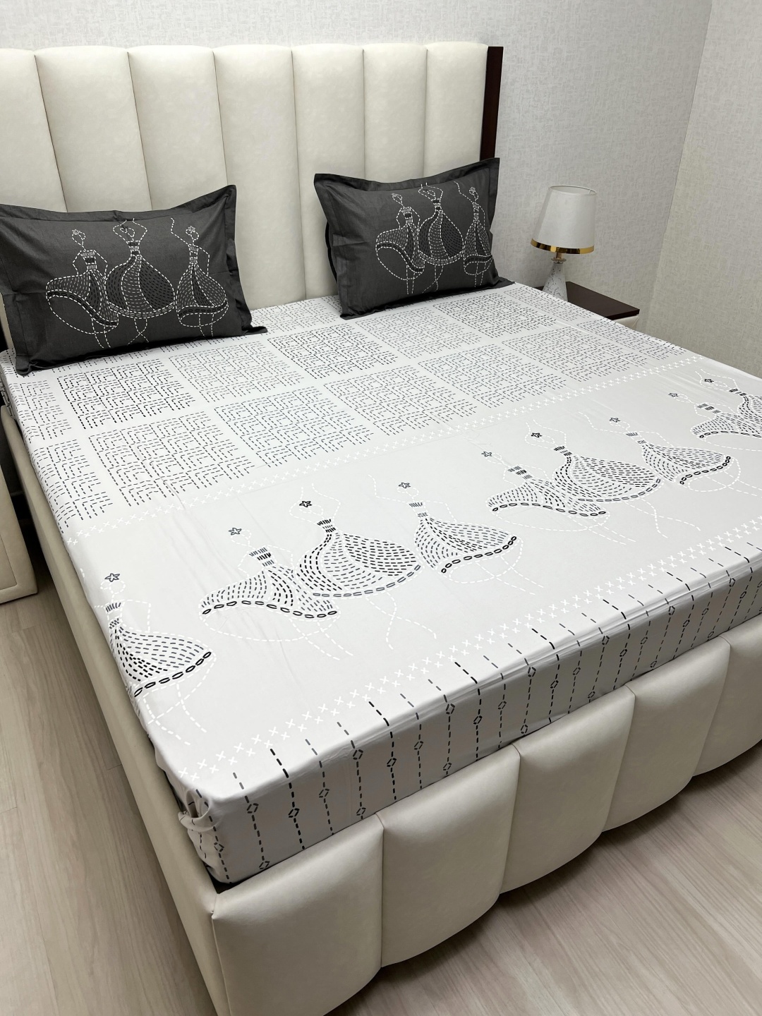 

Pure Decor Cotton King Size Double Bed Bedsheet With 2 Pillow Covers 2.74m X 2.74m, Grey