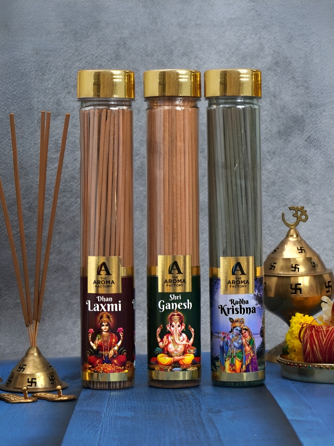 

The Aroma Factory Transparent & Gold-Toned 3 Pieces Wooden Natural & Herbal Incense Sticks