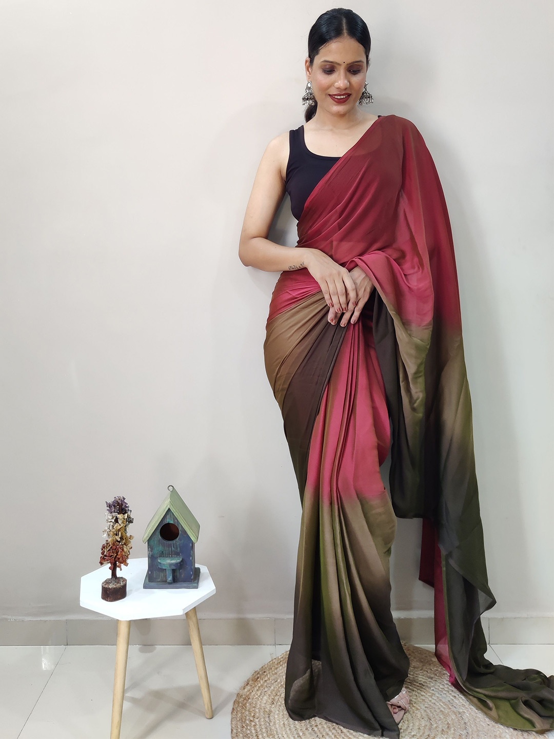 

bansari textiles Ombre Dyed Kota Saree, Red