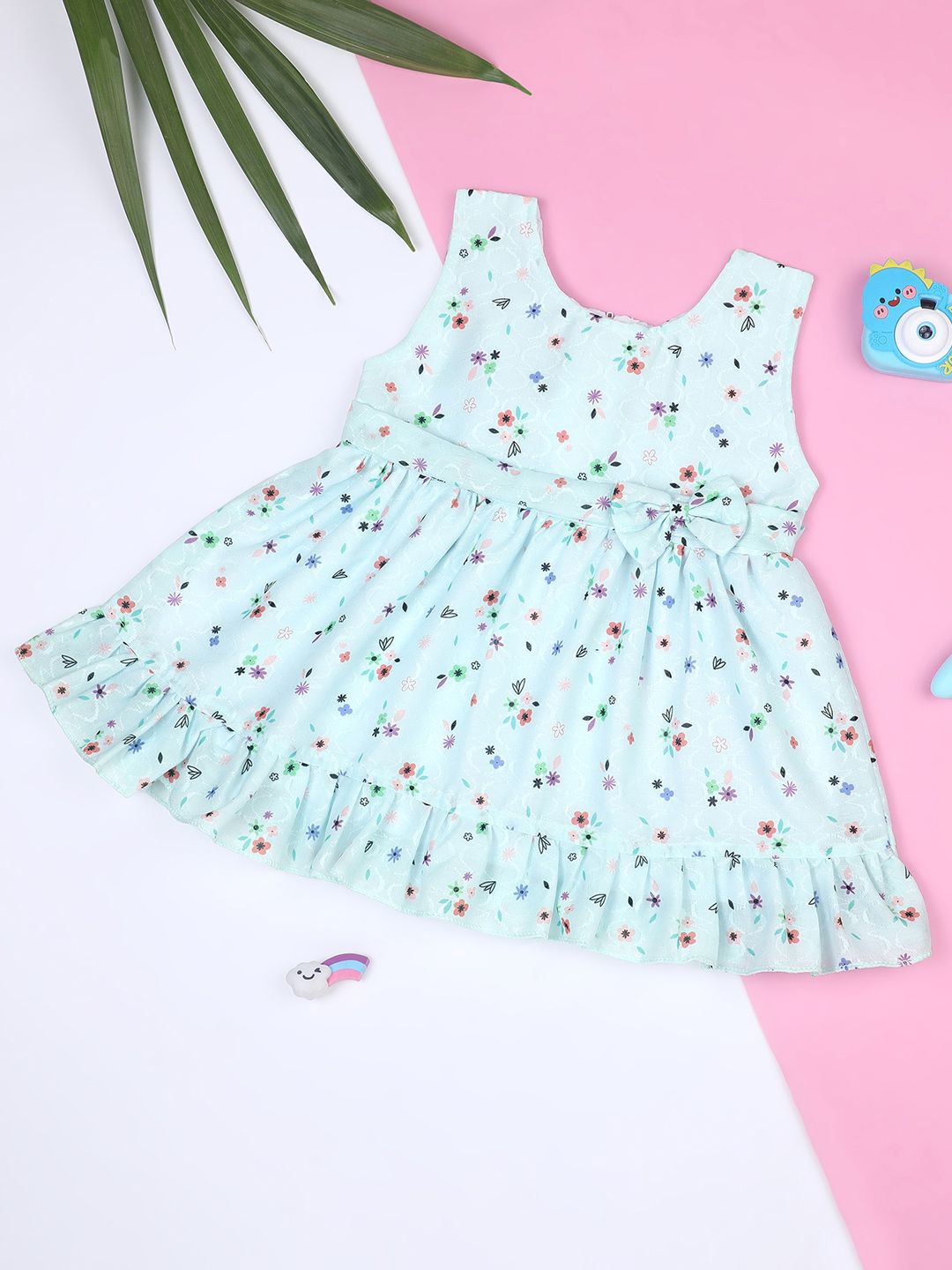 

Macwin Girls Infants Floral Print A-Line Dress, Blue