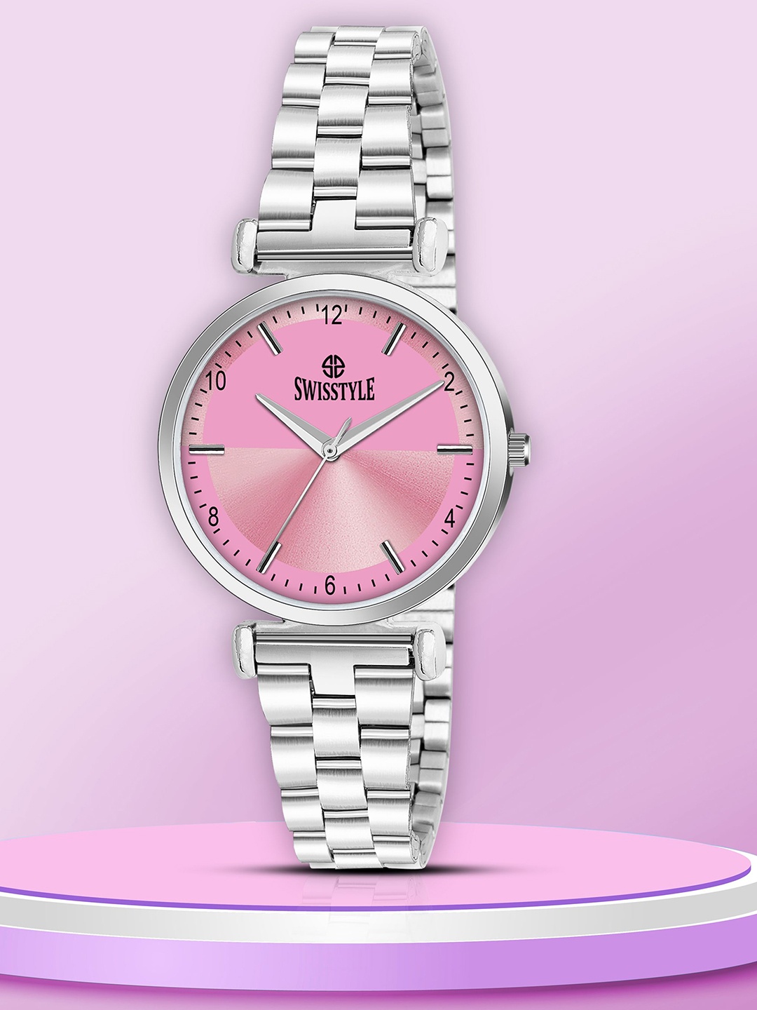 

SWISSTYLE Women Embellished Dial & Stainless Steel Bracelet Style Straps Analogue Watch, Pink