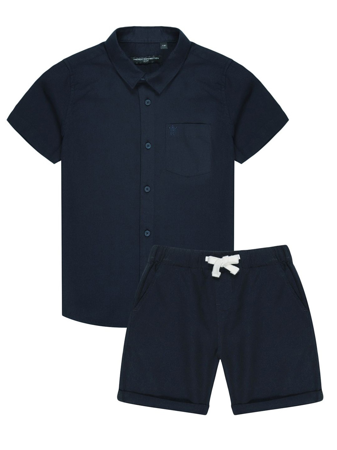 

French Connection Boys Shirt Collar Pure Cotton Shirt with Shorts, Navy blue