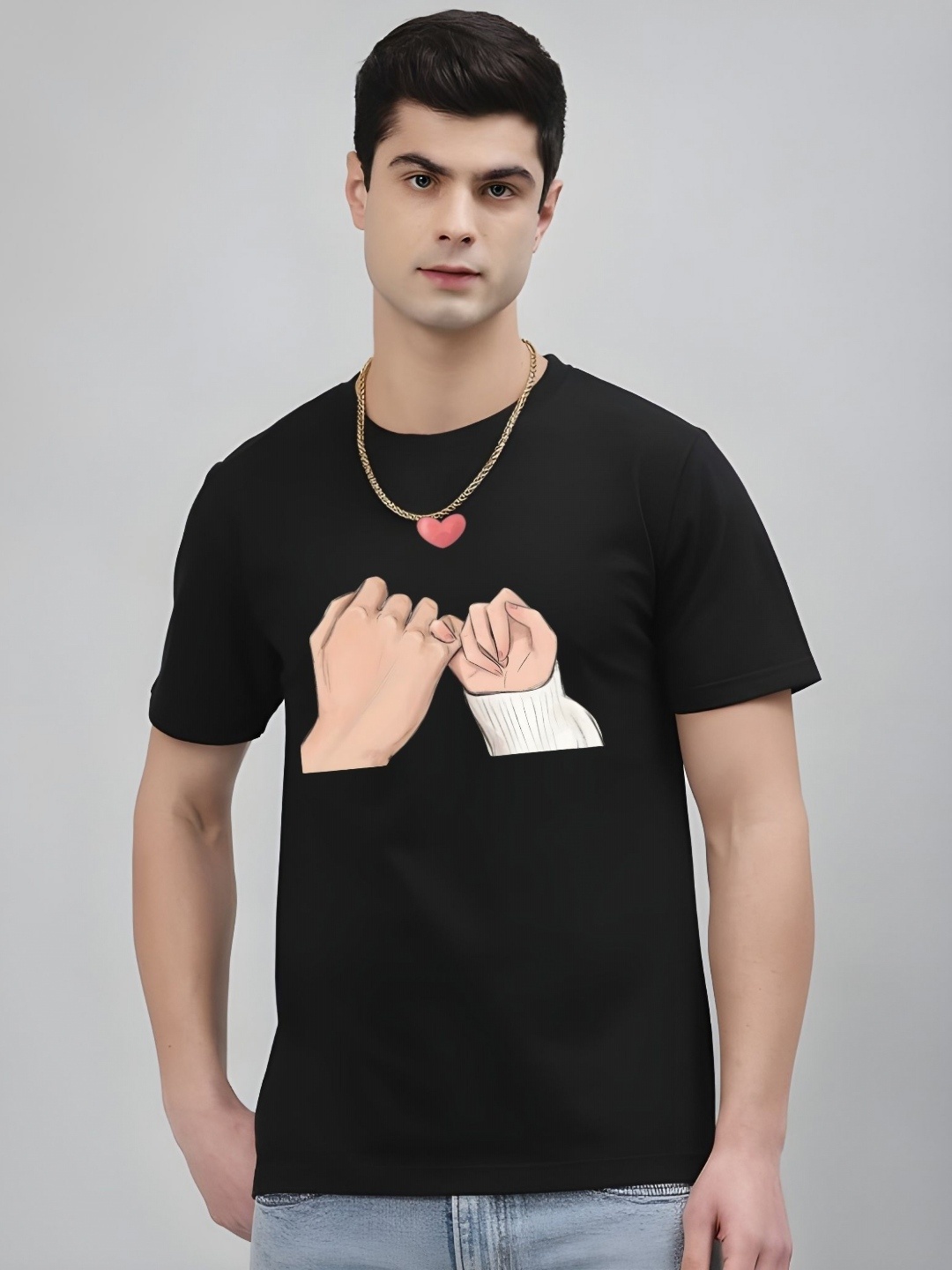 

Krimmple Men Graphic Printed Pure Cotton T-shirt, Black