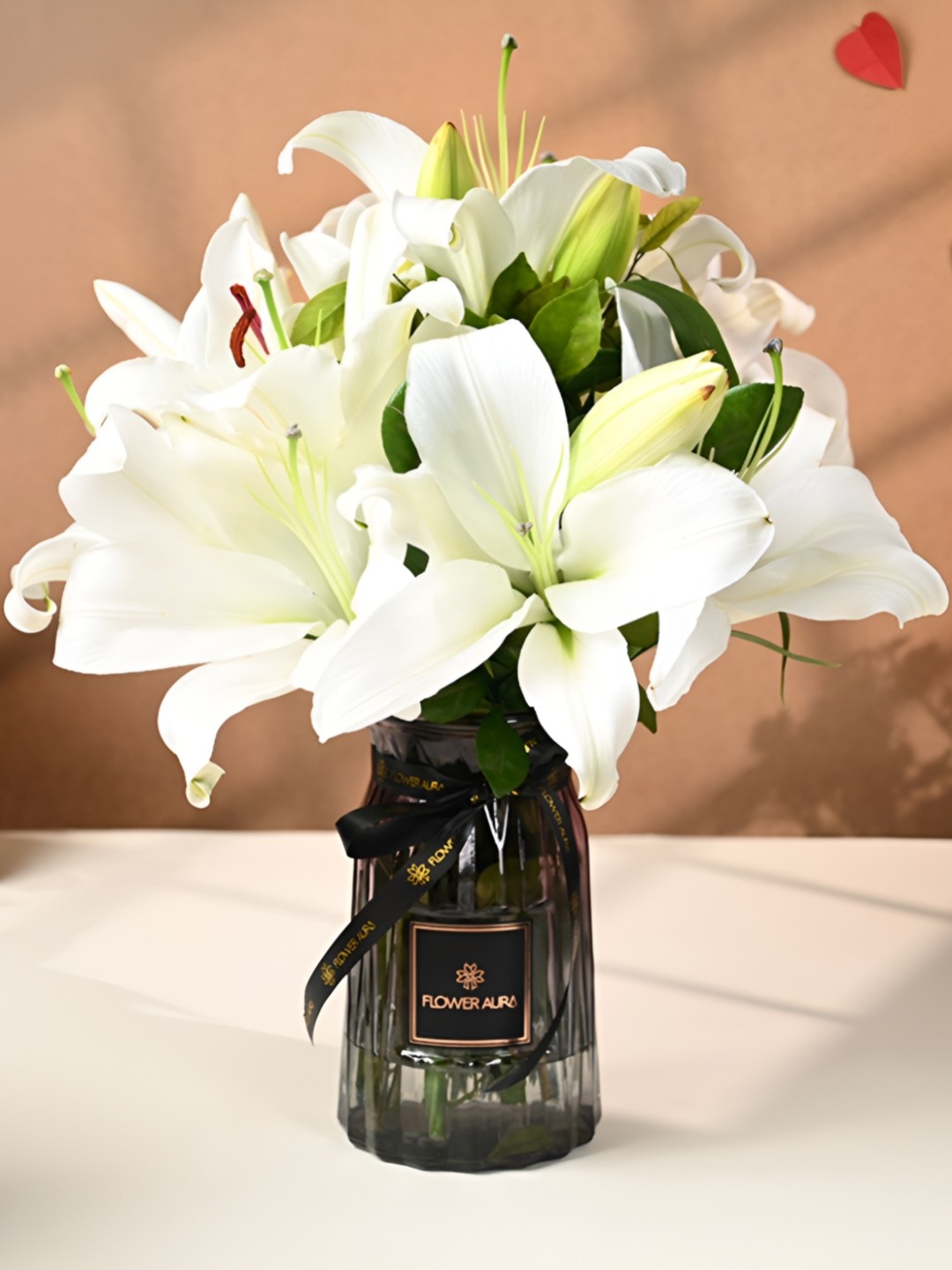 

Floweraura 4-Pcs Premium Lilies Flower In Vase, White