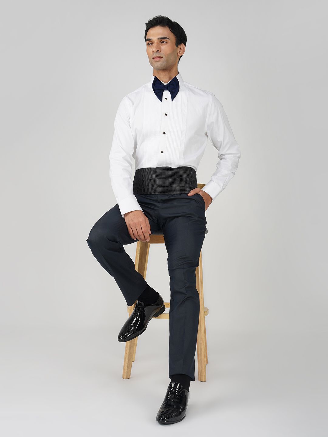 

FASHION FORMAL Men Classic Fit Spread Collar Textured Cotton Formal Shirt, White