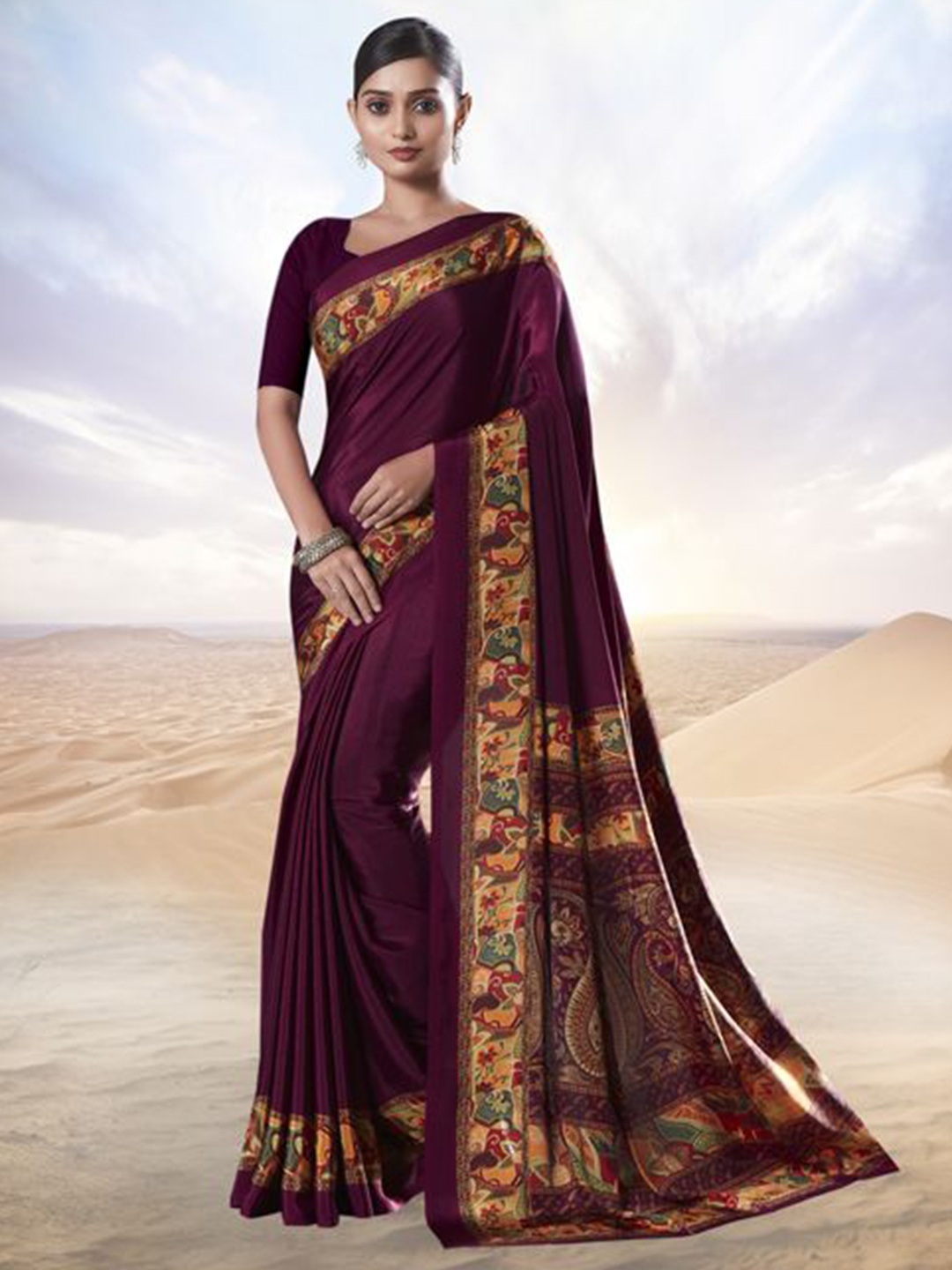 

Jaanvi Printed Pure Crepe Saree, Maroon