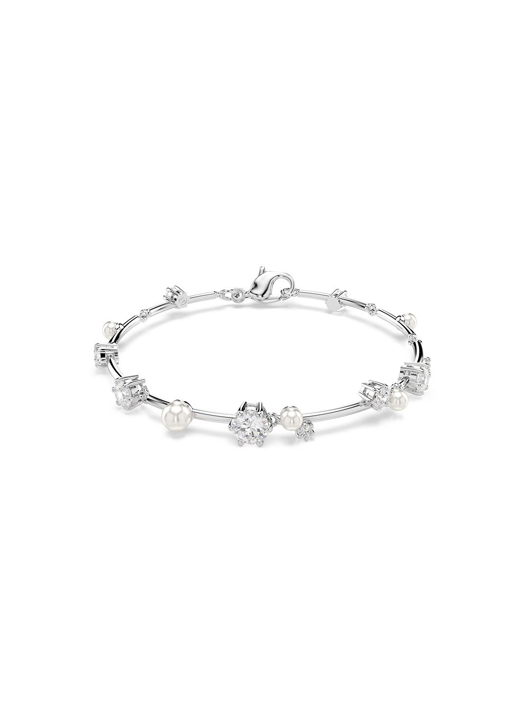 

SWAROVSKI Constella Rhodium Plated Crystals Studded & Beaded Bracelet, Silver