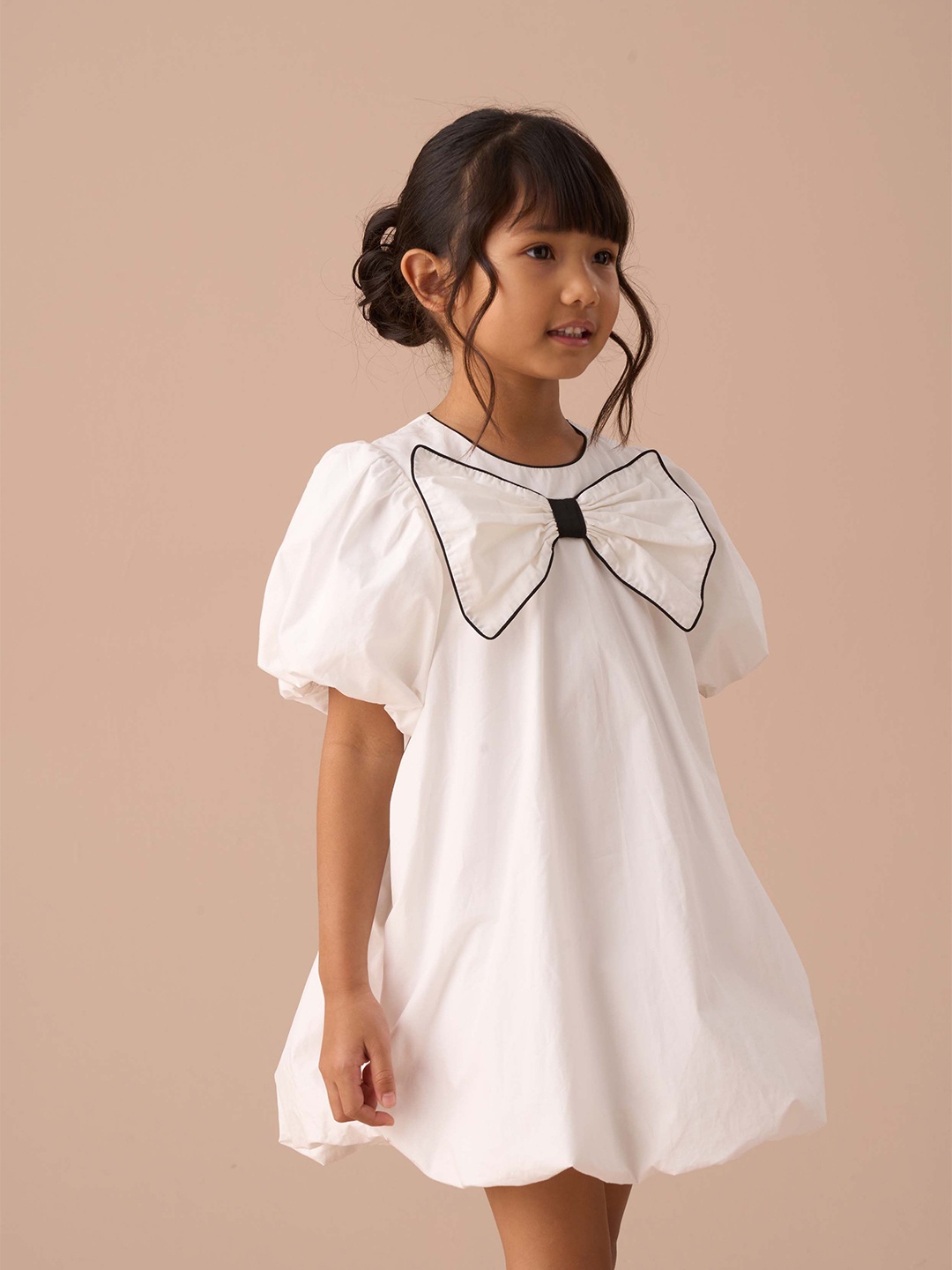 

Angel & Rocket Girls Puff Sleeves Peplum Dress, White