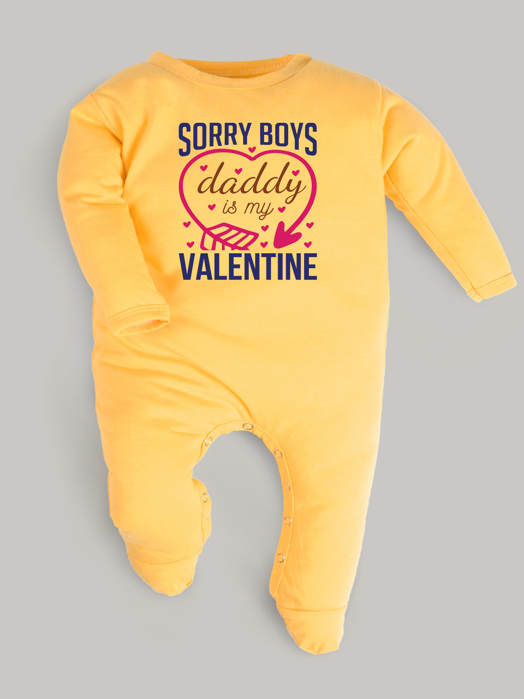 

FFLIRTYGO Infants Valentine Day Printed Cotton Sleepsuit, Yellow