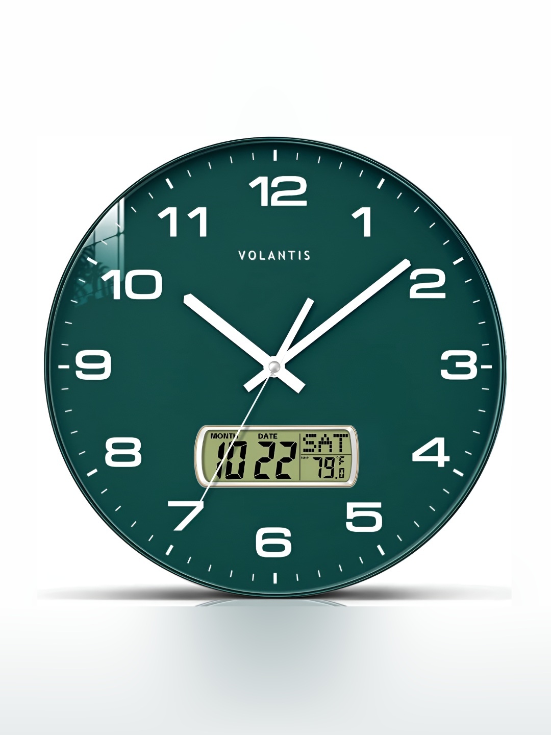 

VOLANTIS Green & White Contemporary Round Shaped Analogue Wall Clock