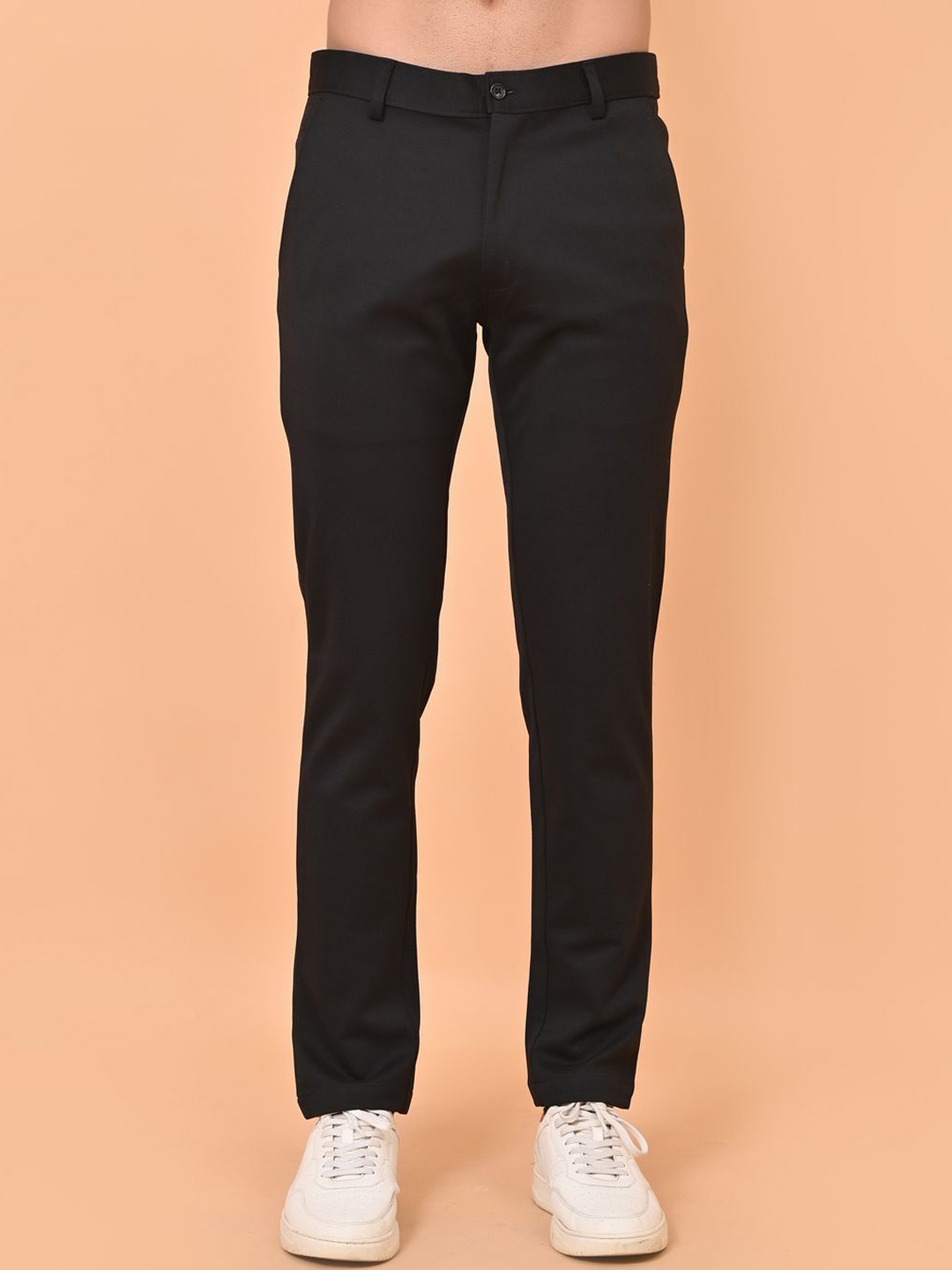 

el cielo Men Smart Fit Mid-Rise Trousers, Black