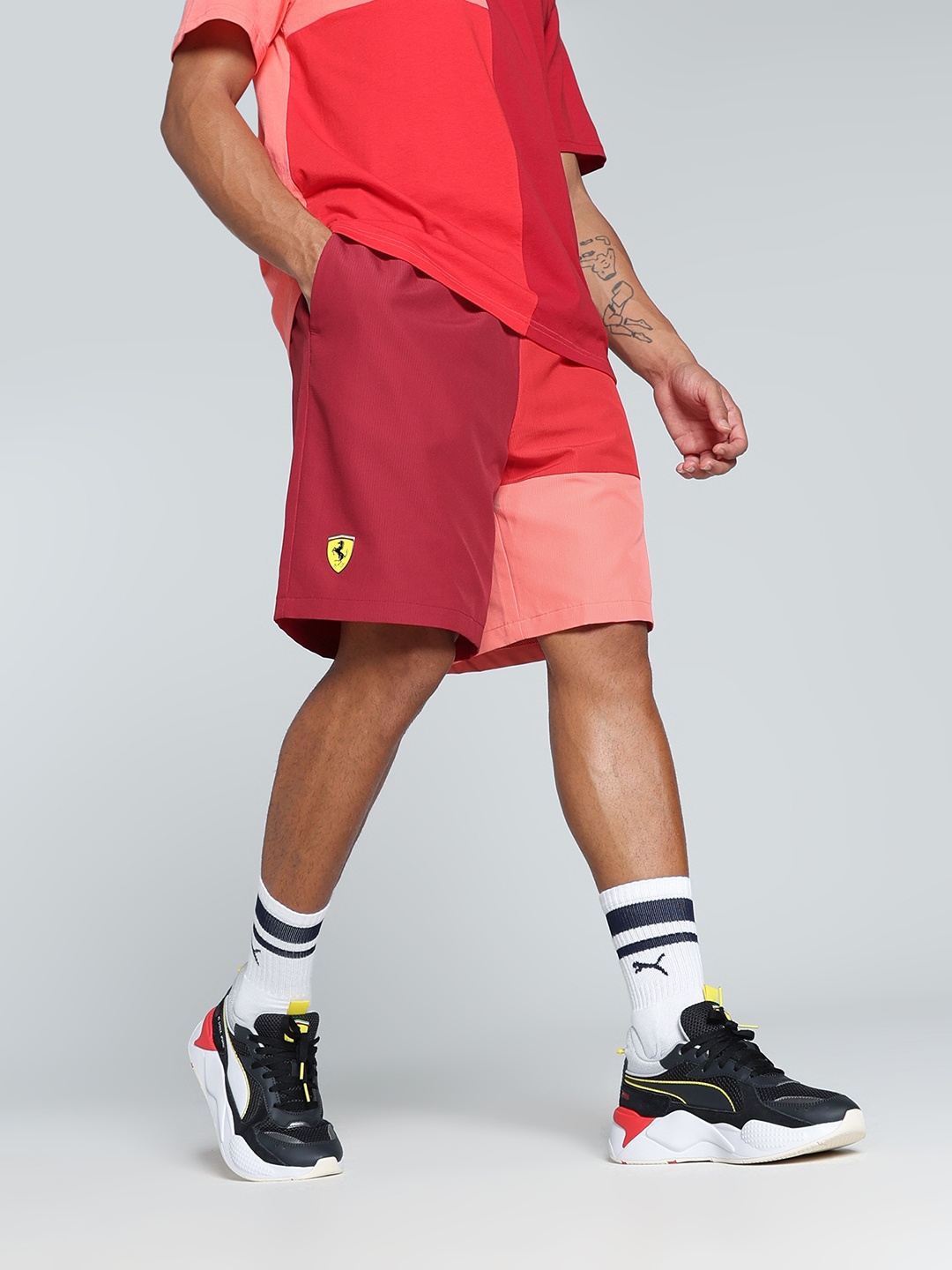 

PUMA Motorsport Men Colourblocked Shorts, Red