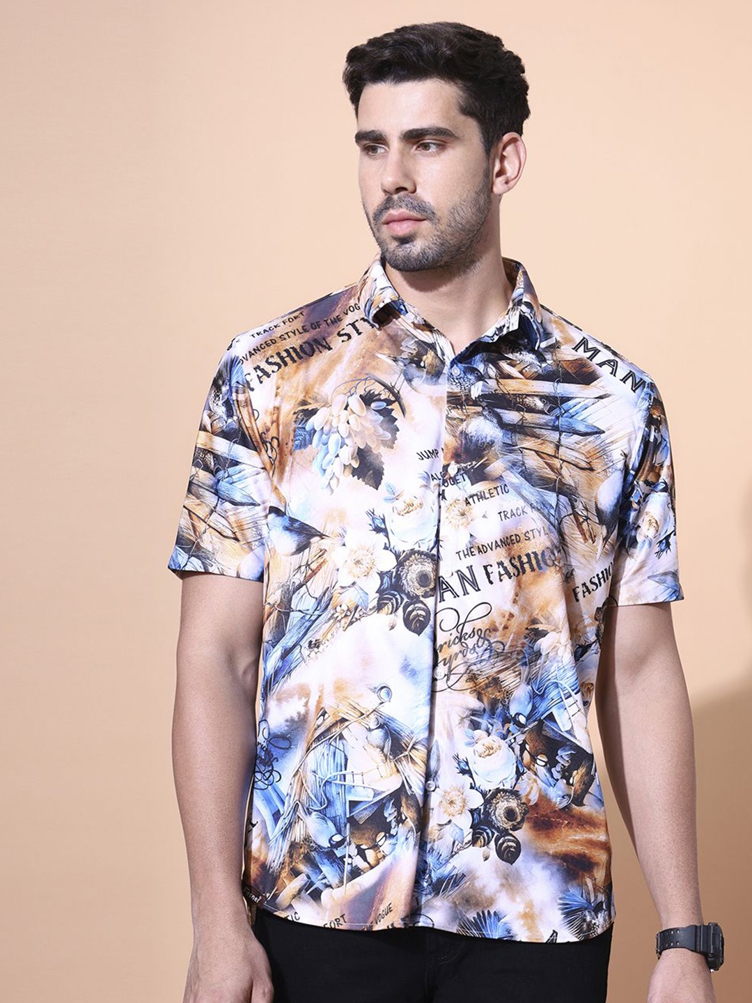 

Fesner Men Smart Opaque Printed Party Shirt, Multi