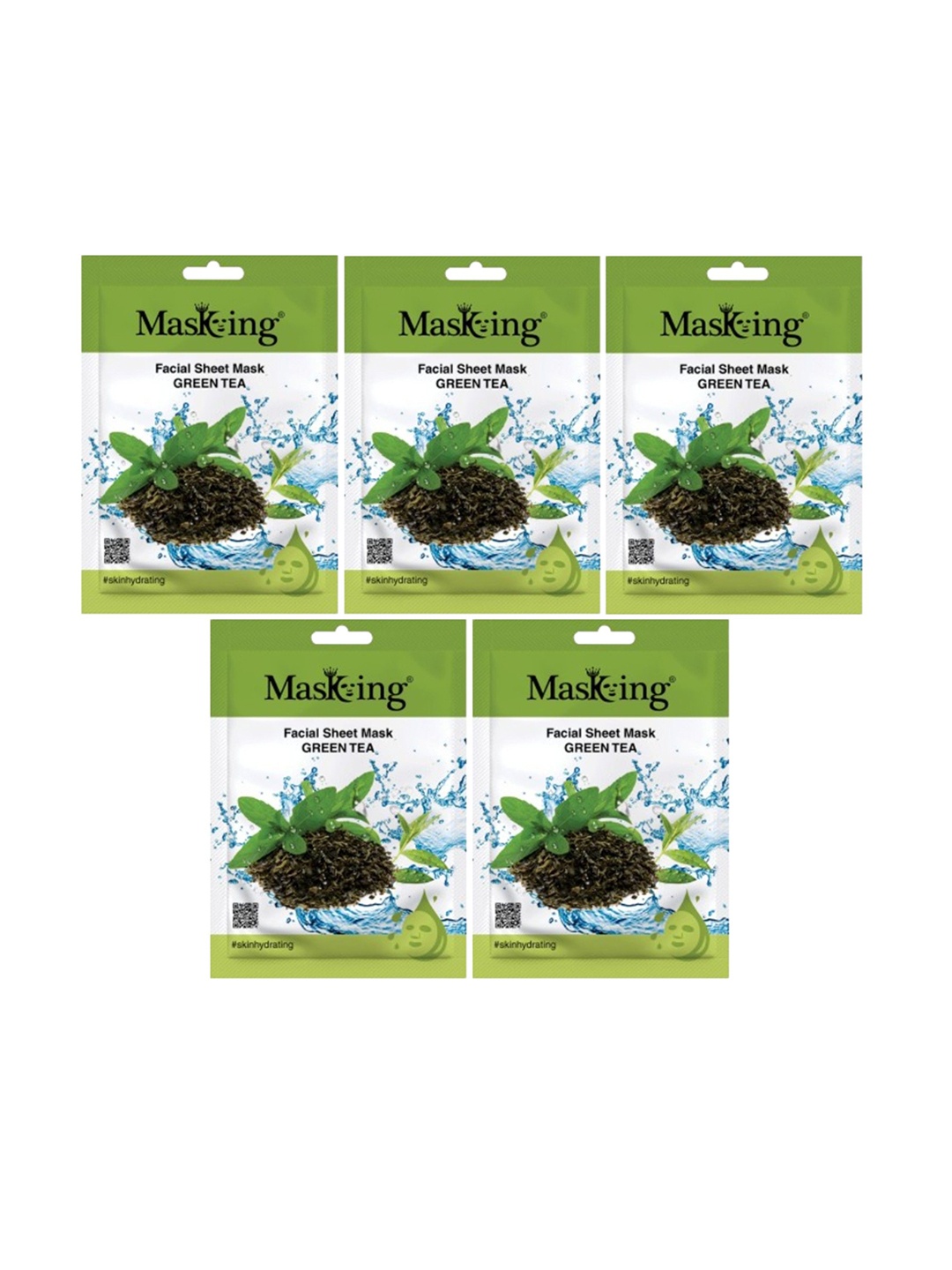 

MasKing Set Of 5 Green Tea Facial Sheet Mask - 1Pc Each, White