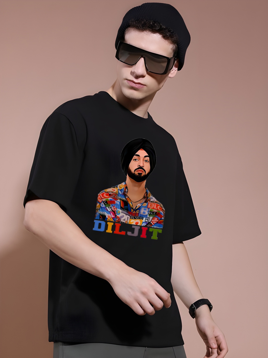 

Krimmple Men Drop-Shoulder Sleeves Pure Cotton T-shirt, Black