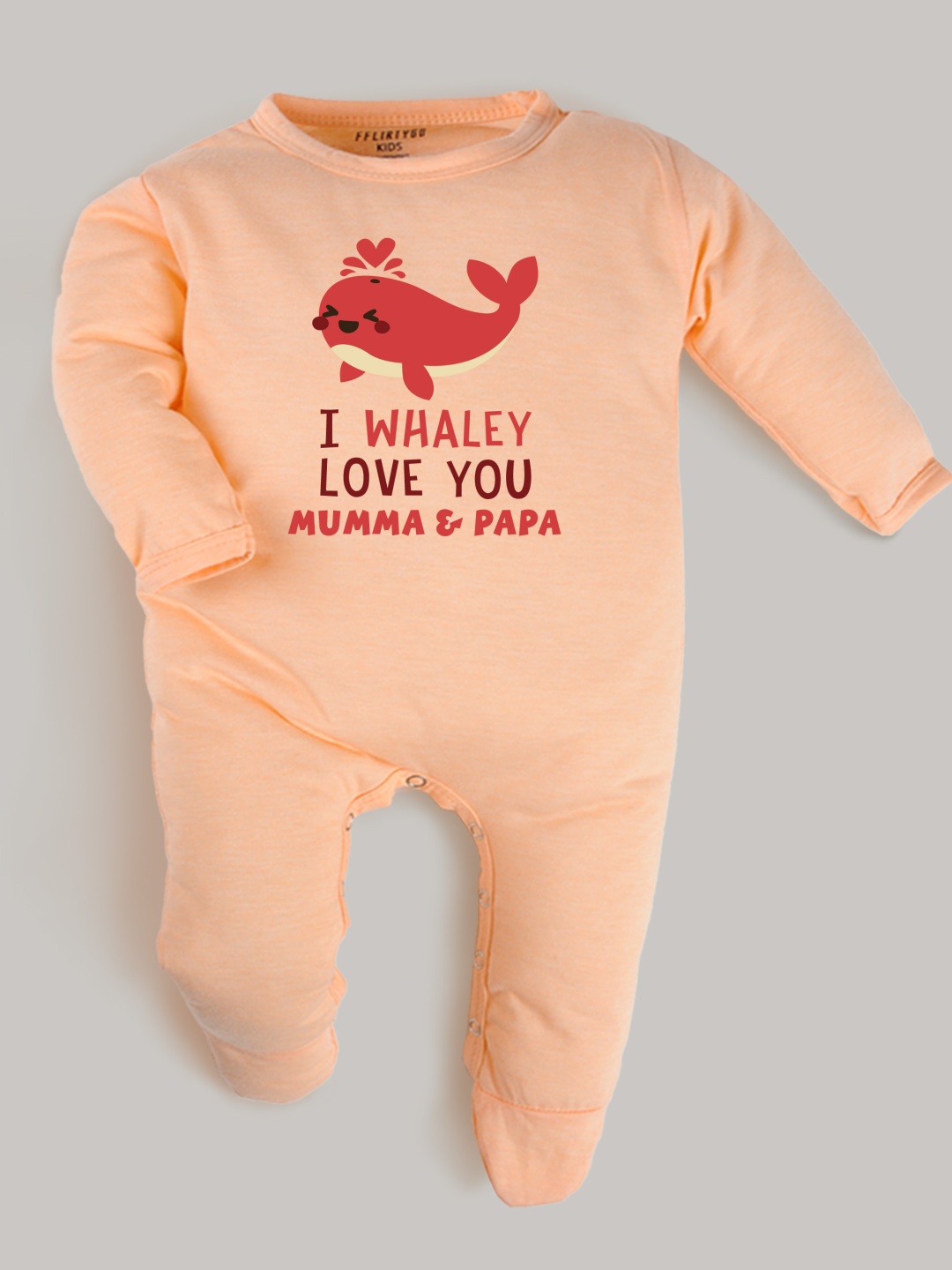 

FFLIRTYGO Infants Valentine Day Printed Cotton Sleepsuit, Peach