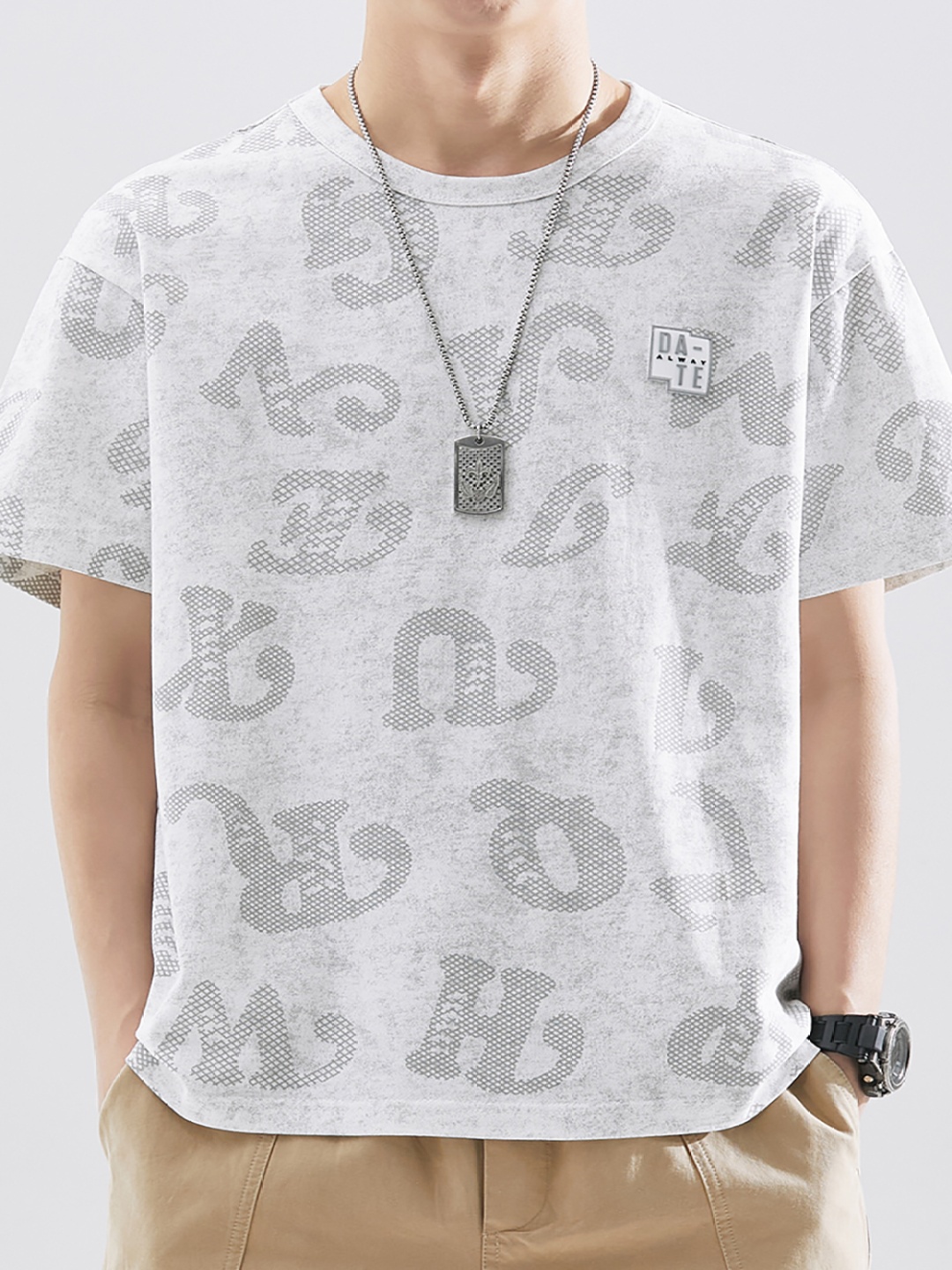 

StyleCast x Revolte Men Typography Printed Round Neck Relaxed Fit T-shirt, Grey
