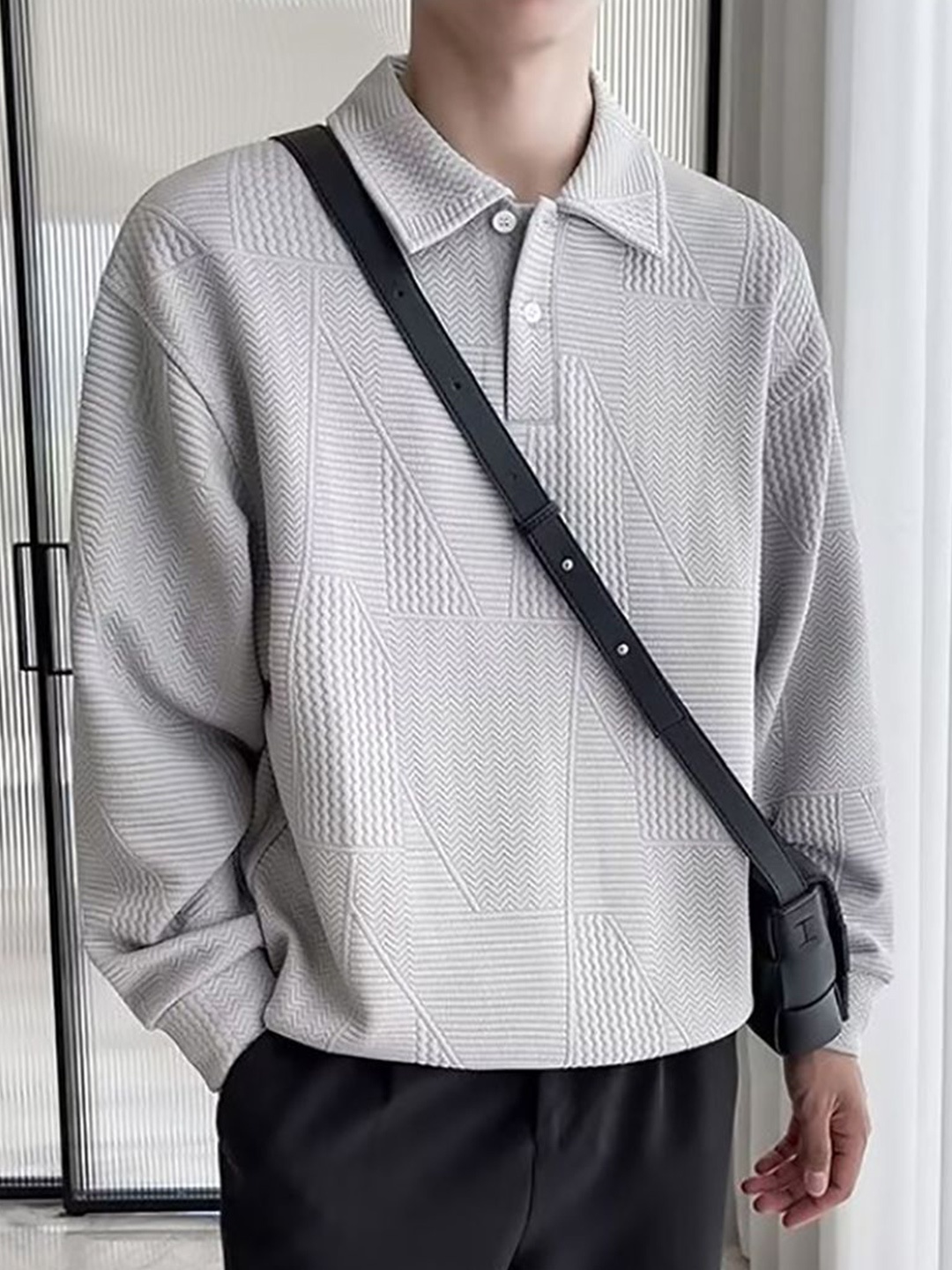

StyleCast x Revolte Men Shirt Collar Sweatshirt, Grey