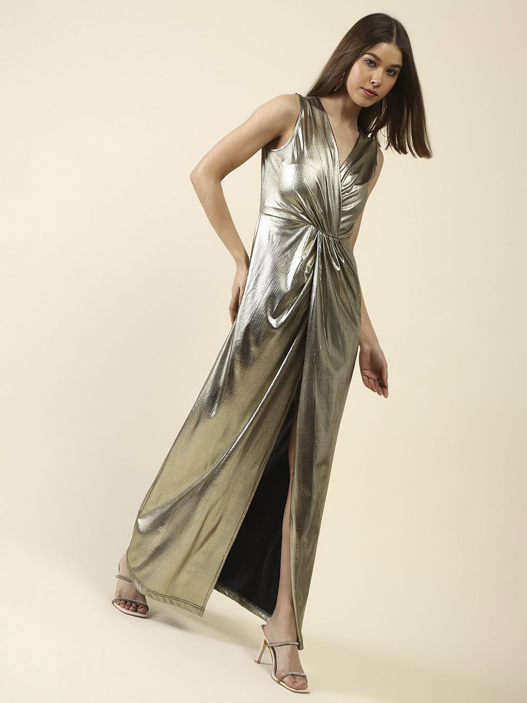 

StyleCast X SERA Fit & Flare Maxi Dress, Gold