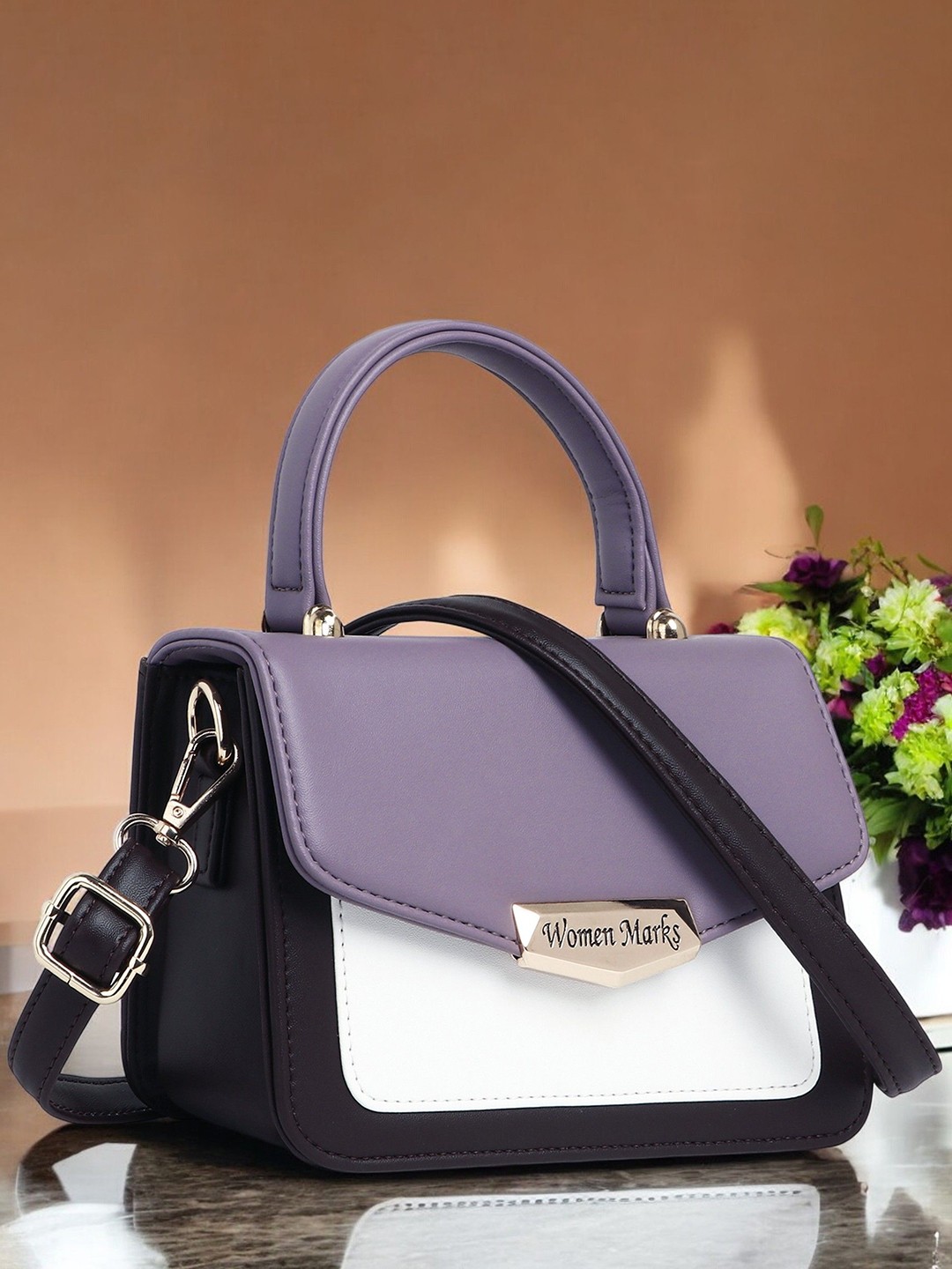 

WOMEN MARKS Textured PU Structured Sling Bag with Tasselled, Purple