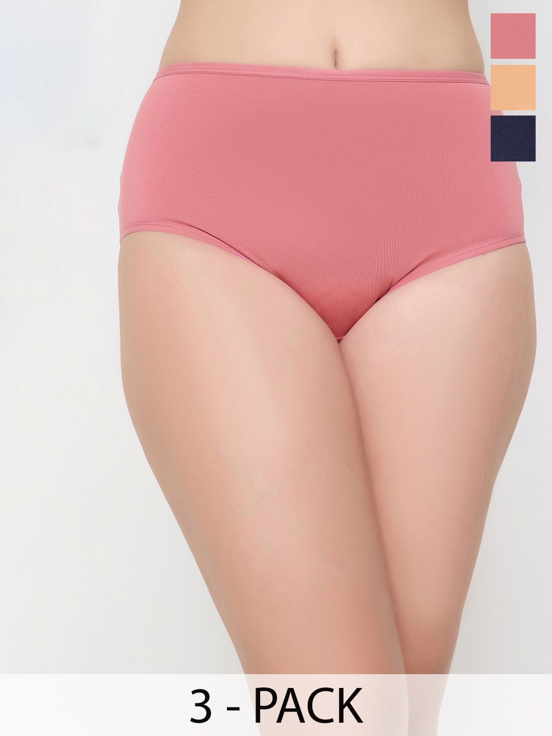 

Clovia Pack Of 3 High-Rise Hipster Briefs, Pink