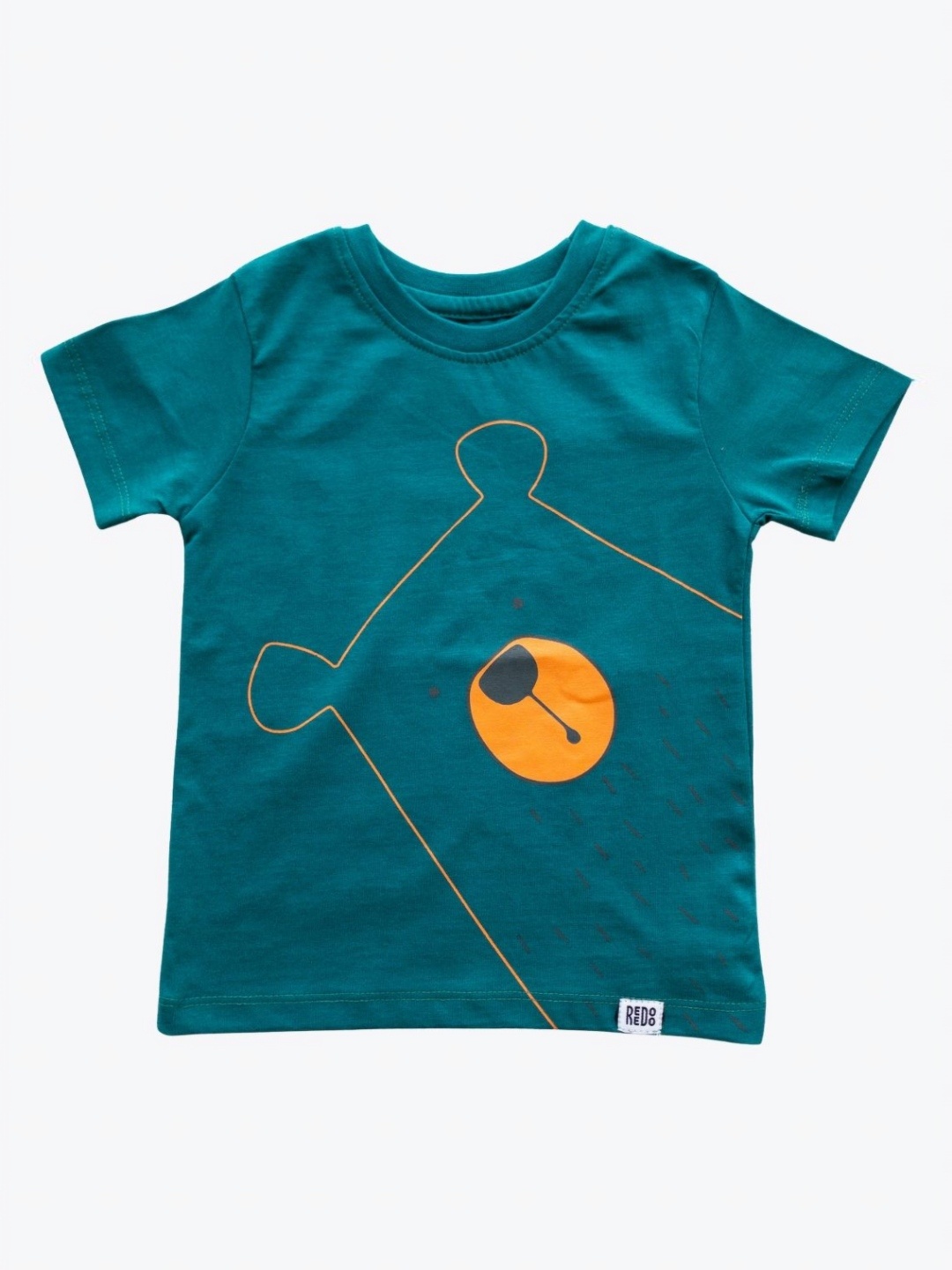 

Reedoo Kids Peek-a-Bear Bio Finish Graphic Printed Round Neck Cotton T-shirt, Teal