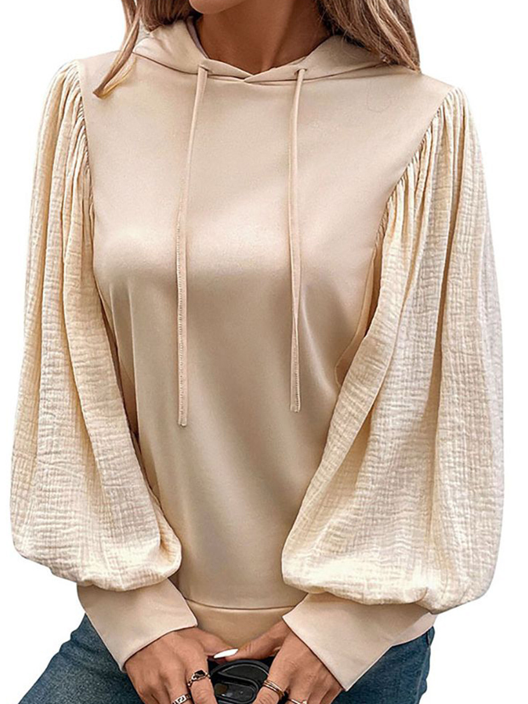 

StyleCast x Revolte Women Hooded Sweatshirt, Beige