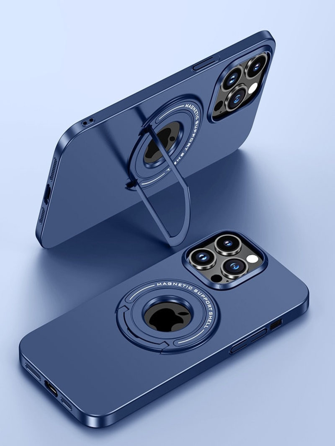 

Luxury Kase Solid iPhone 16 Metal Stand Ring Holder Shell Compatible Back Case, Blue