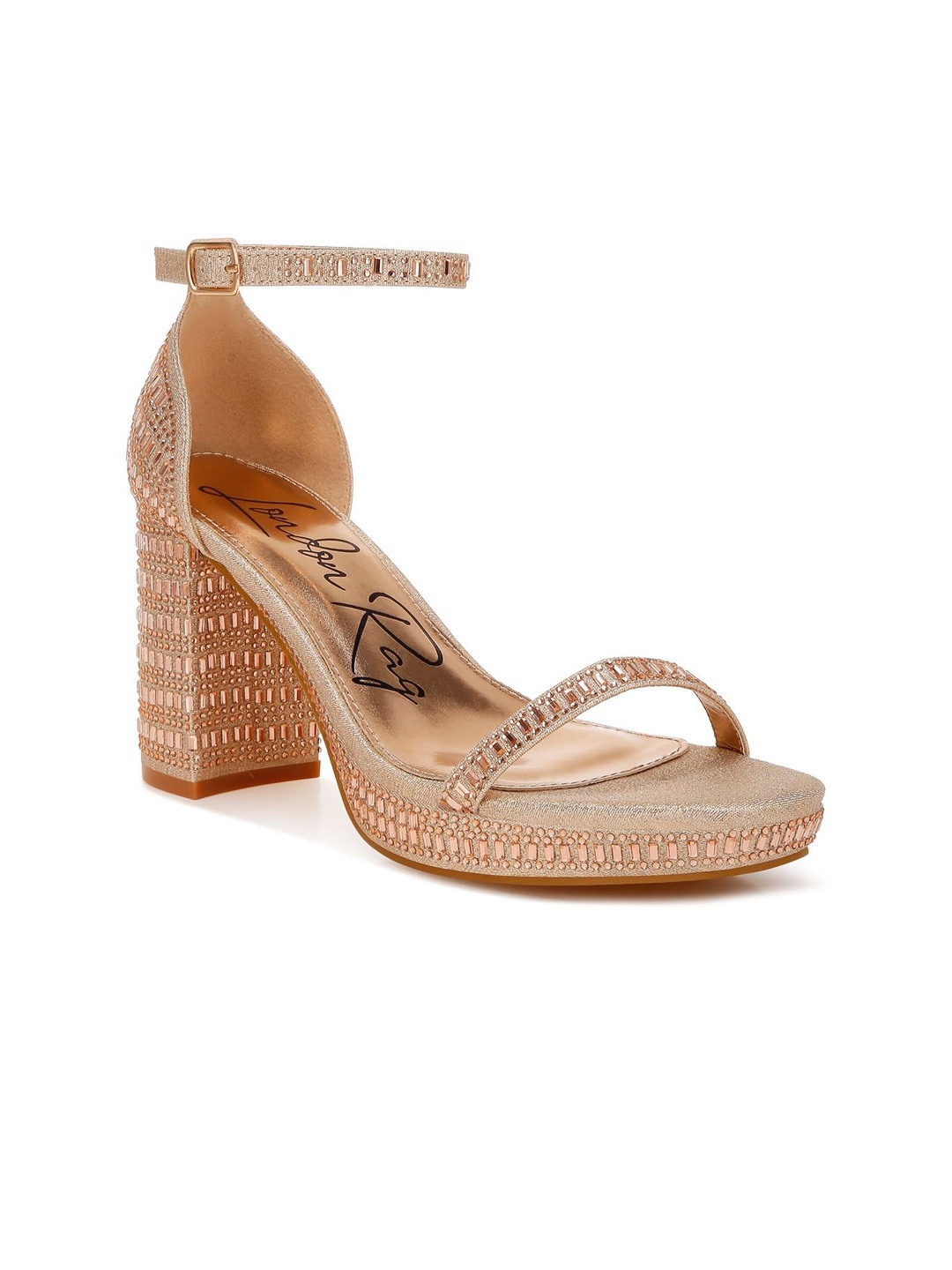 

London Rag Women Embellished Block Sandals, Gold