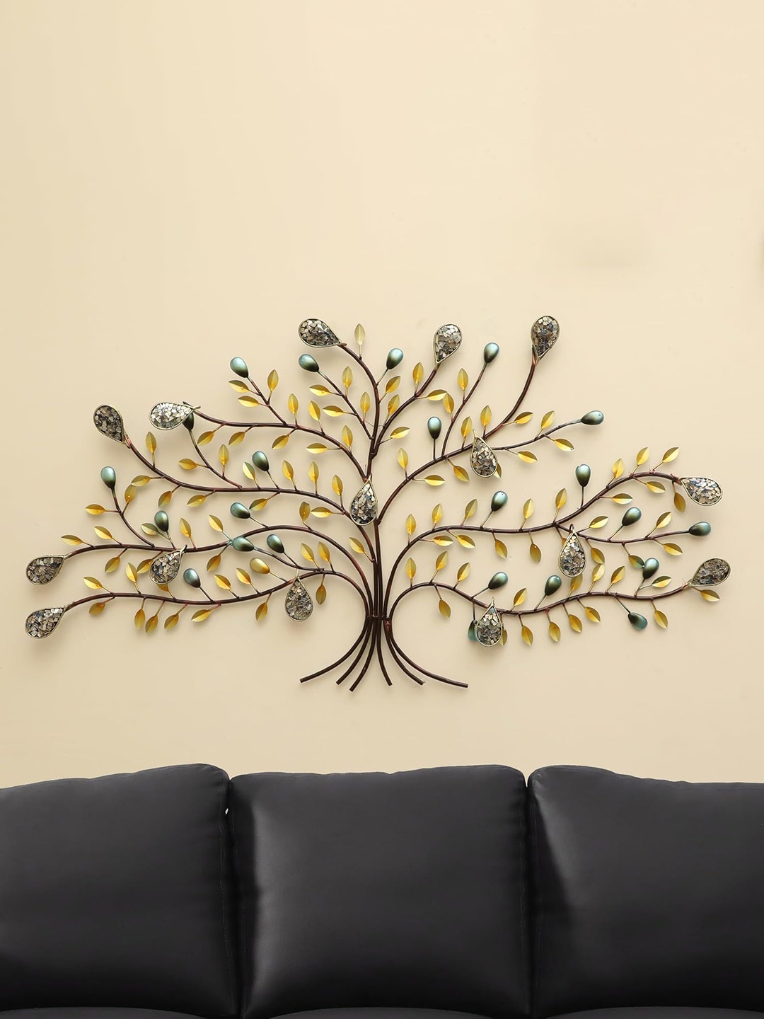 

vedas W-Yashvi Brown & Yellow Glossy Tree Wall Hanging