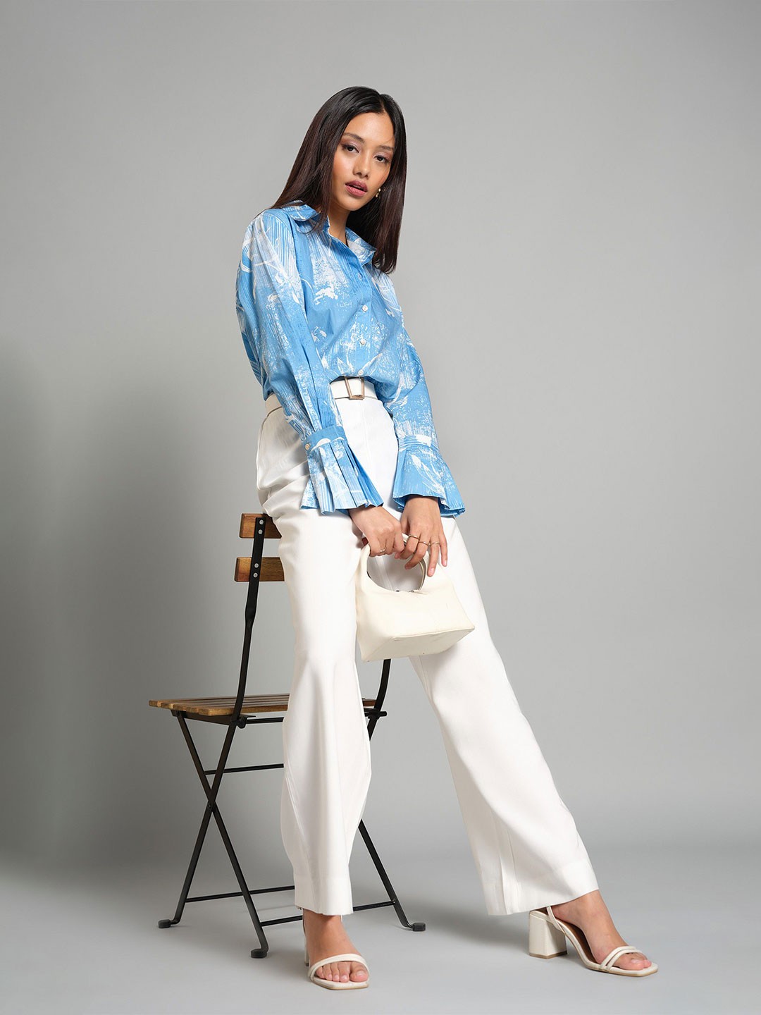 

AND Floral Print Cotton Shirt Style Top, Blue