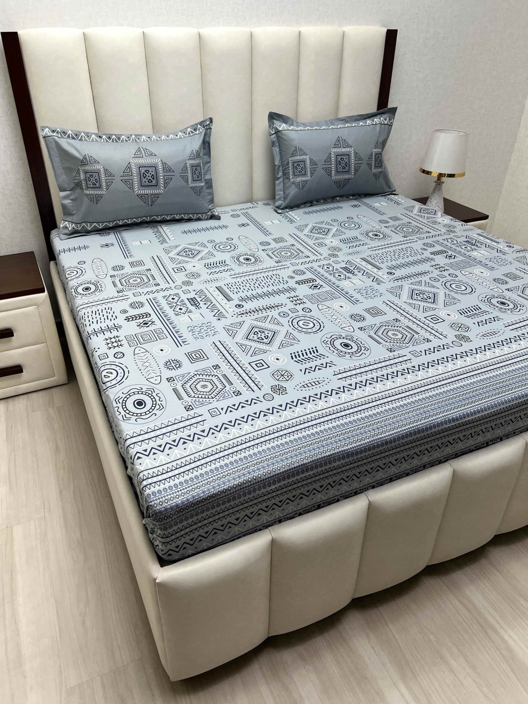 

Pure Decor Cotton King Size Double Bed Bedsheet With 2 Pillow Covers 2.74m X 2.74m, Grey