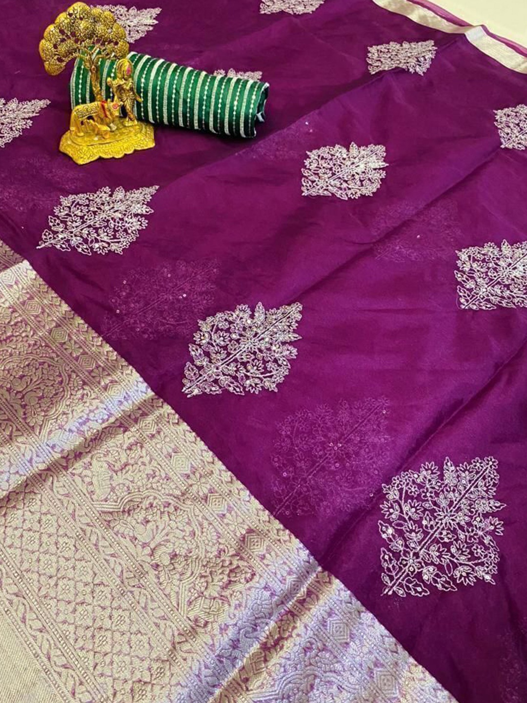 

bansari textiles Woven Design Zari Pure Cotton Kota Saree, Purple
