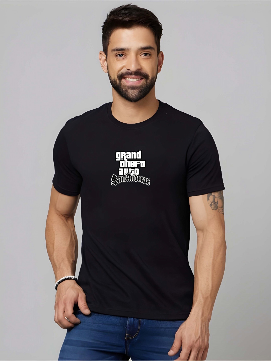

Moda Rapido Men Typography Printed Round Neck Cotton Slim Fit T-shirt, Black