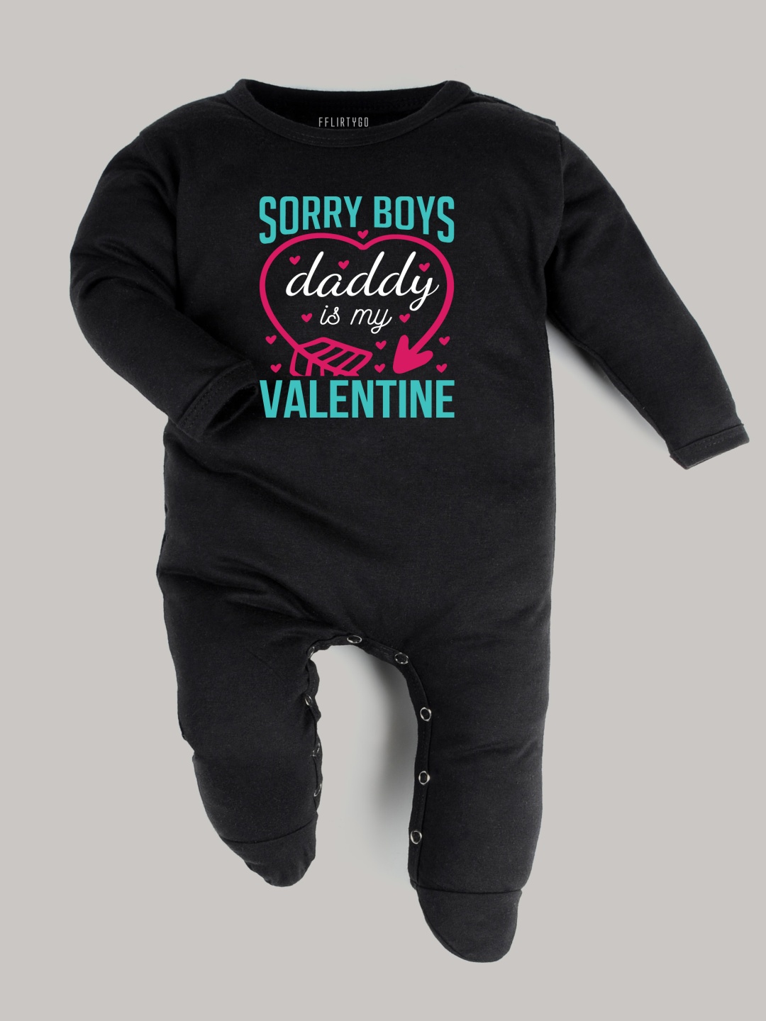 

FFLIRTYGO Infants Kids Valentine day Pure Cotton Sleepsuit, Black