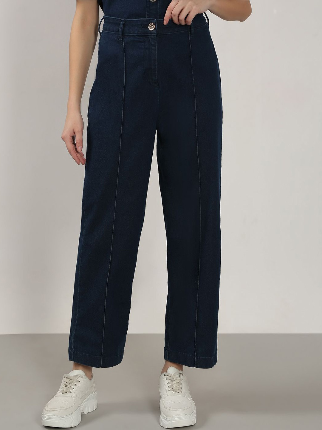 

Vero Moda Women Straight Fit High-Rise Trousers, Blue