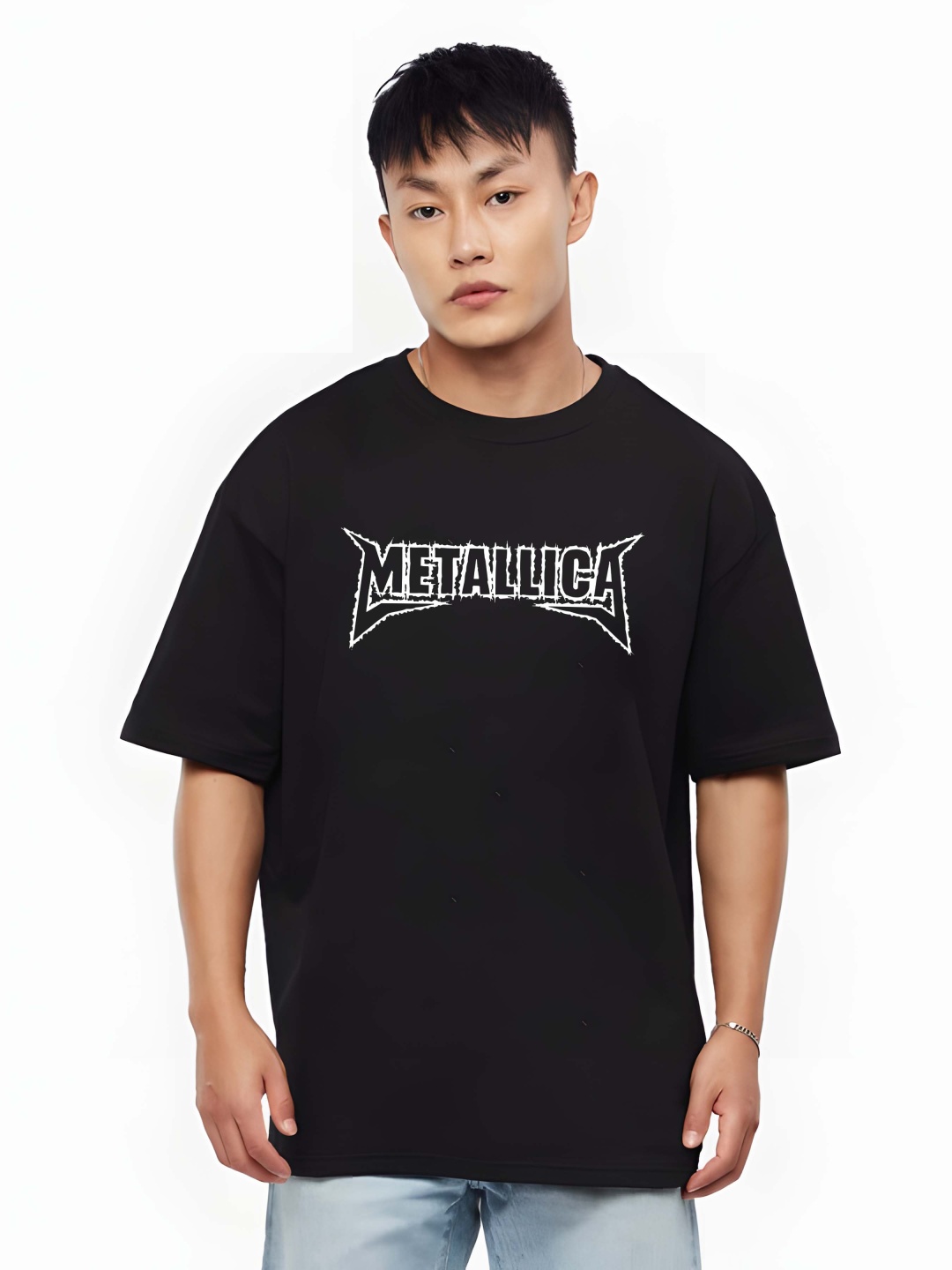 

BOWLIFESTYLE Men Drop-Shoulder Sleeves Pure Cotton T-shirt, Black