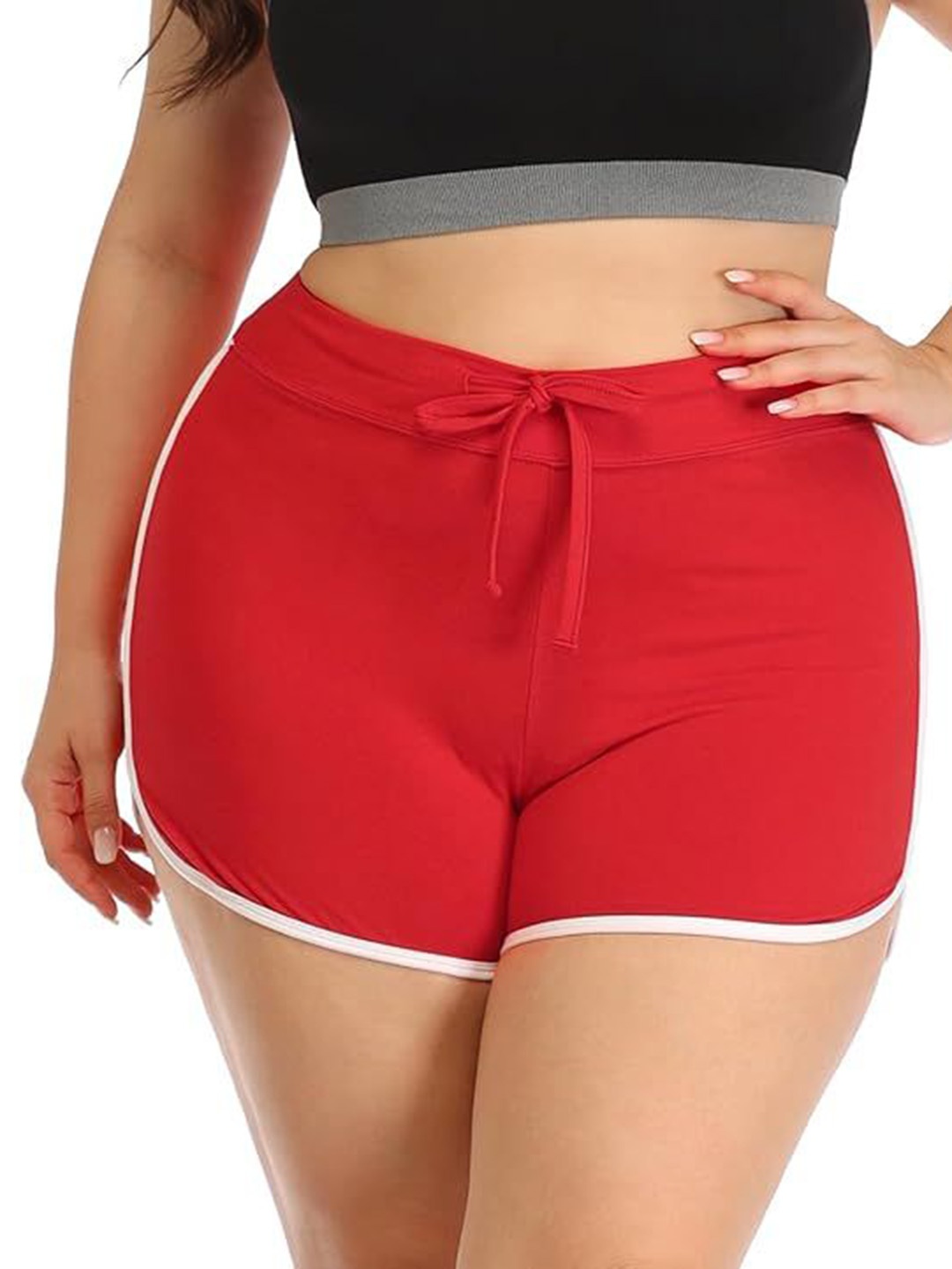 

BRACHY Women Cotton High-Rise Training or Gym Sports Shorts, Red