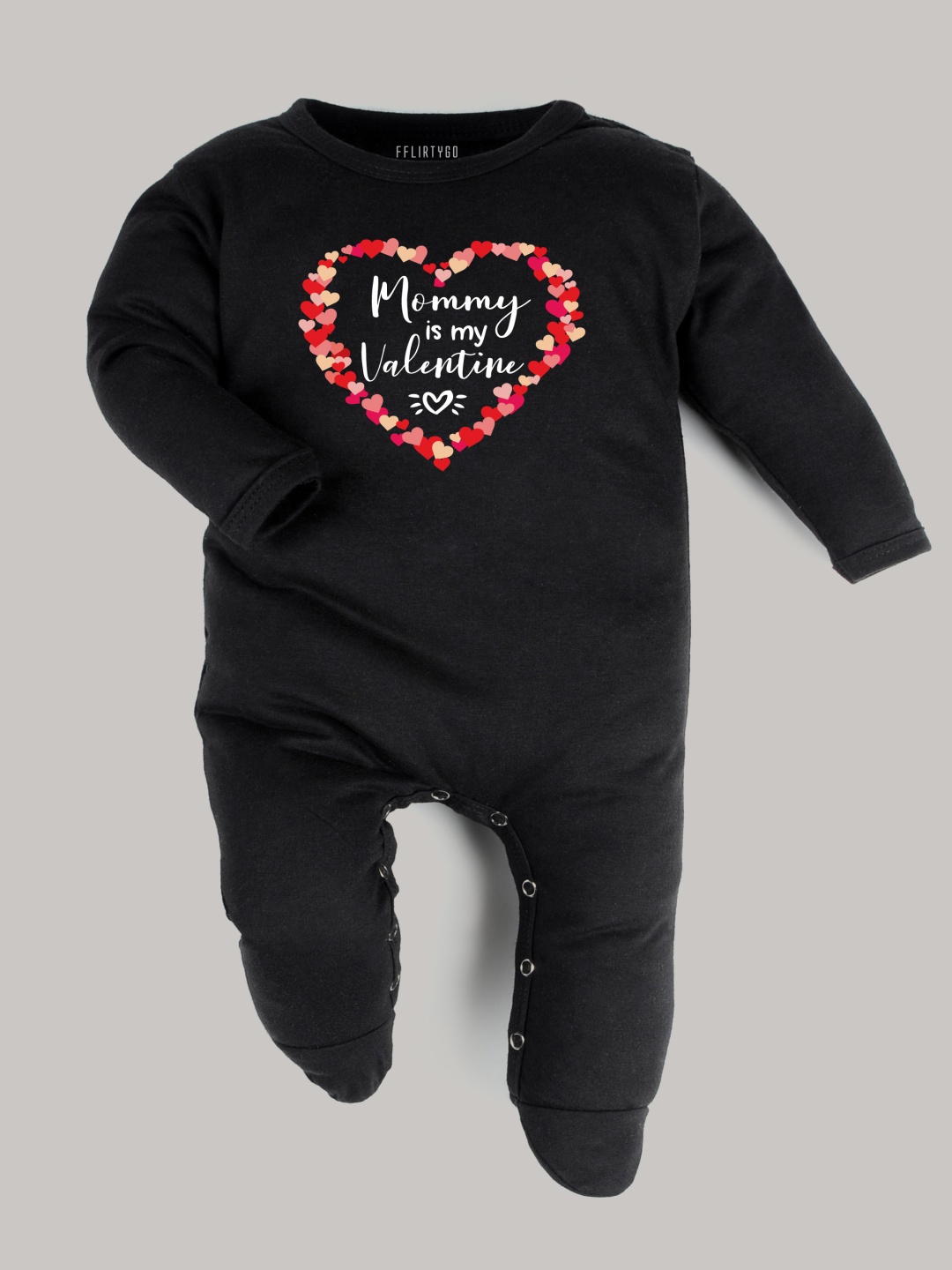 

FFLIRTYGO Infants Printed Cotton Sleepsuit, Black