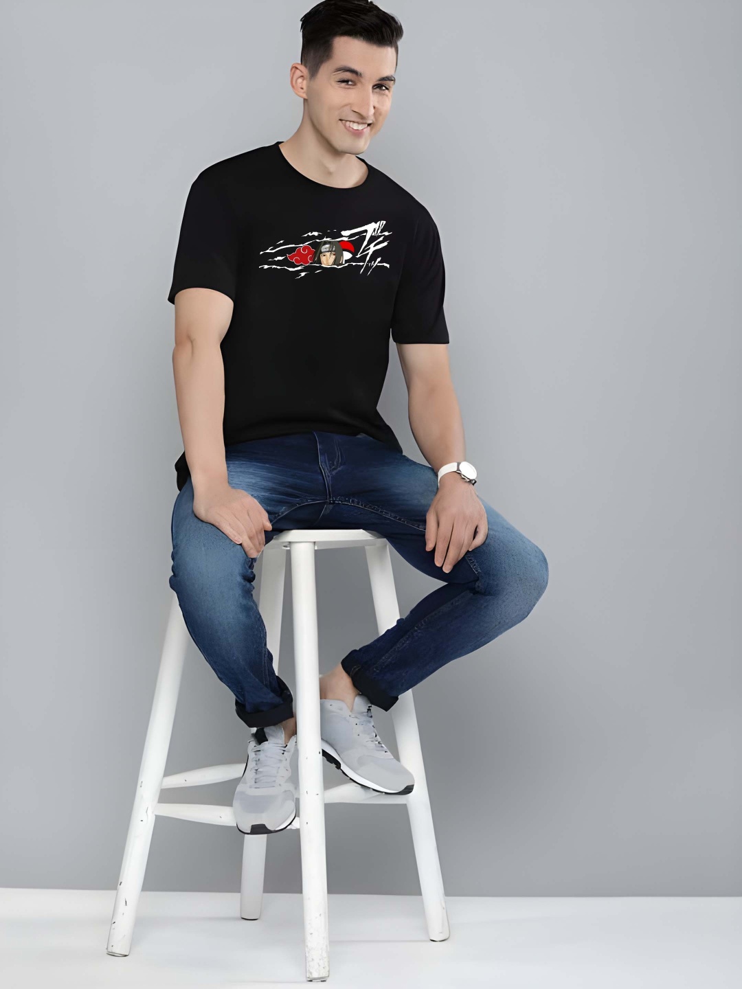 

Krimmple Men Pure Cotton T-shirt, Black