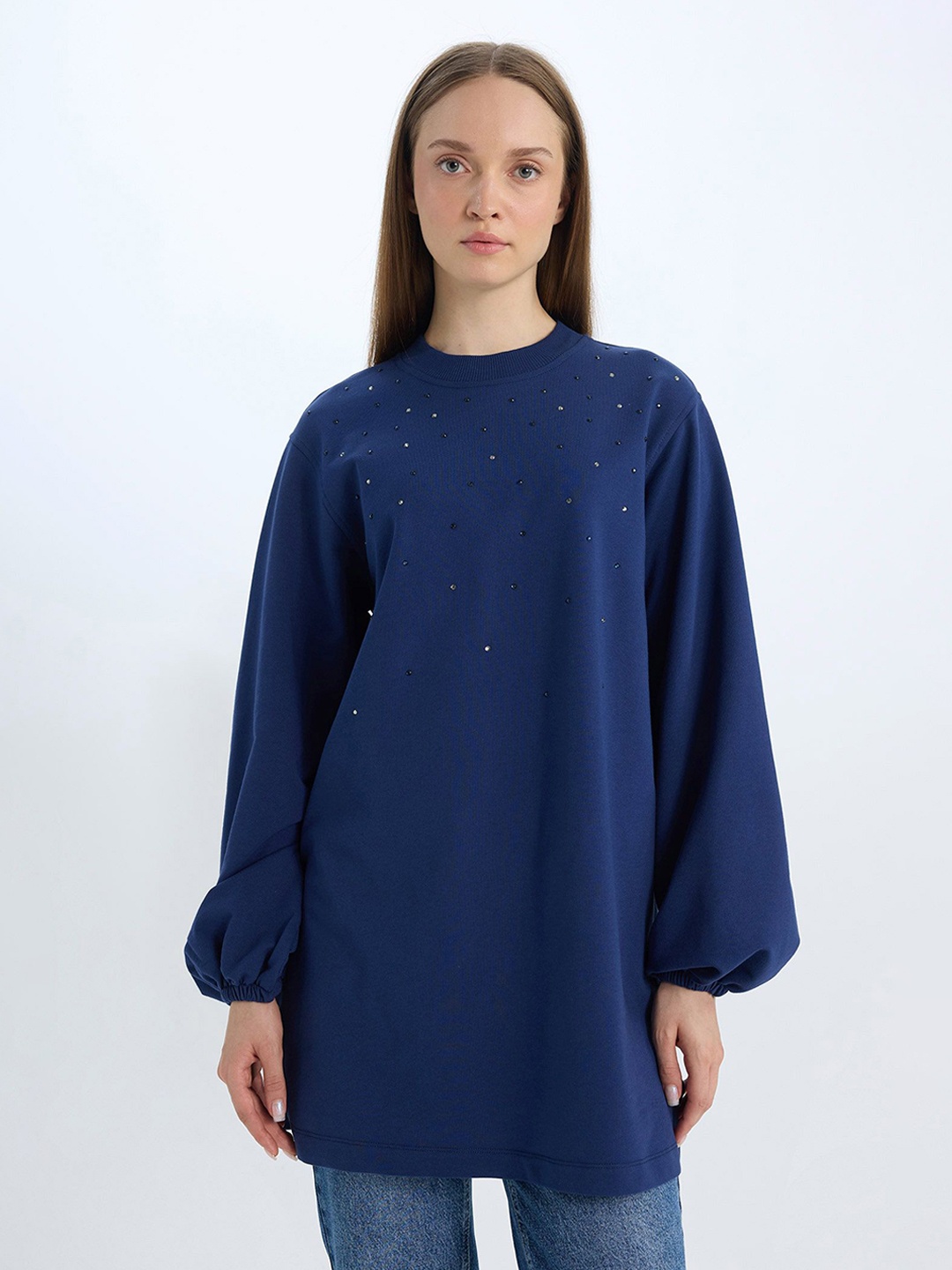 

DeFacto Self Design Pullover Sweater, Blue