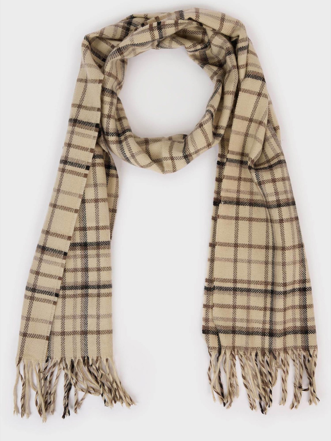 

DeFacto Men Checked Scarf With Tasselled, Beige