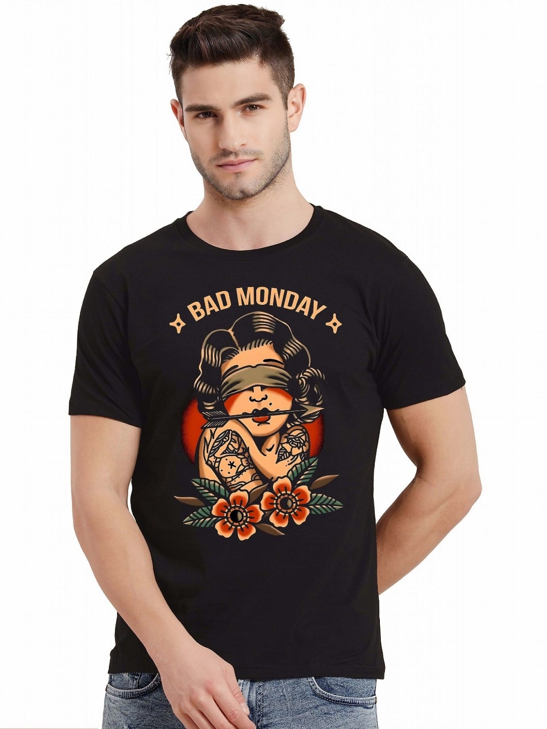 

Moda Rapido Men Pure Cotton T-shirt, Black
