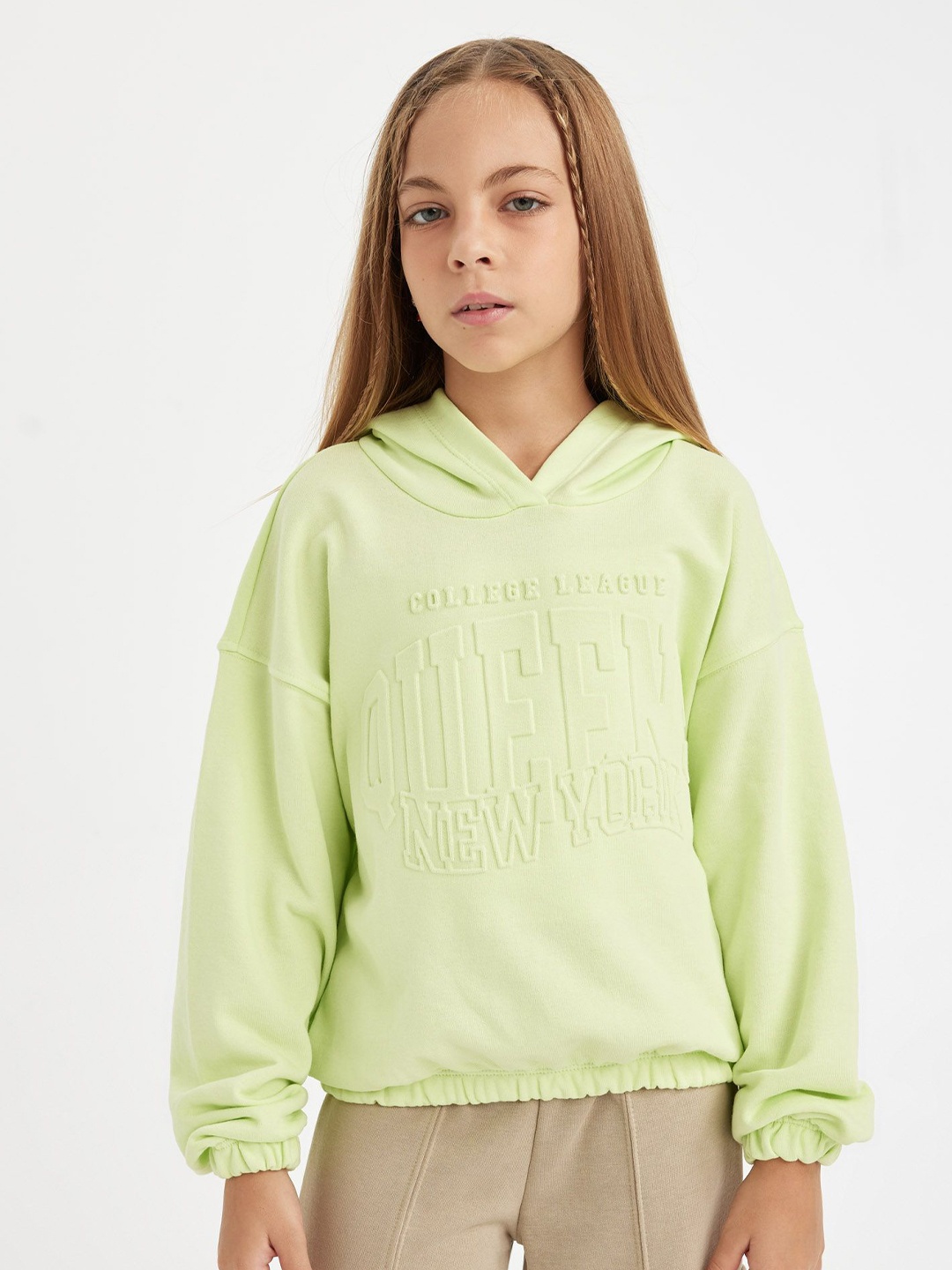 

DeFacto Girls Cotton Hooded Pullover, Green