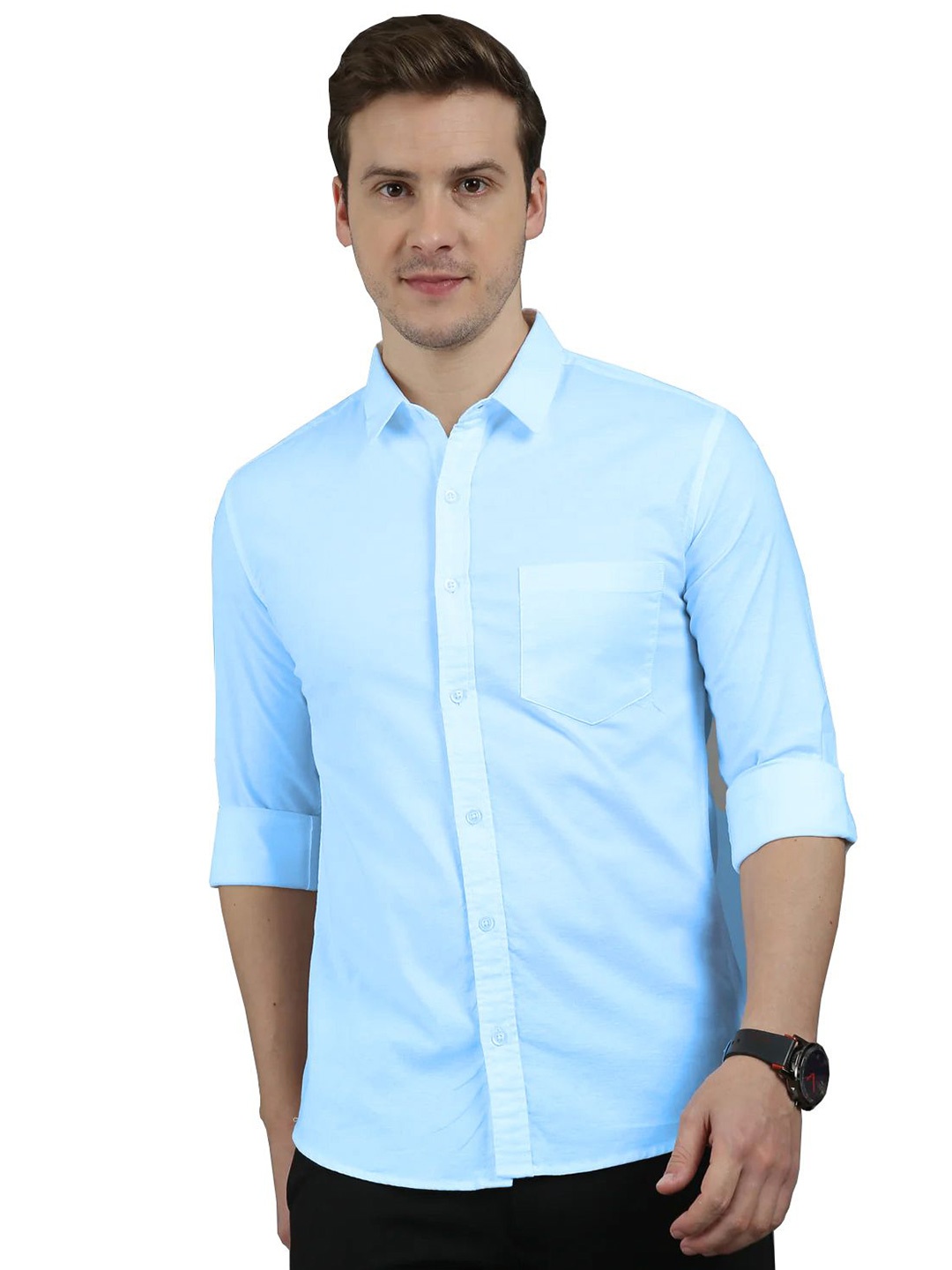 

BAESD Men Standard Slim Fit Opaque Casual Shirt, Turquoise blue