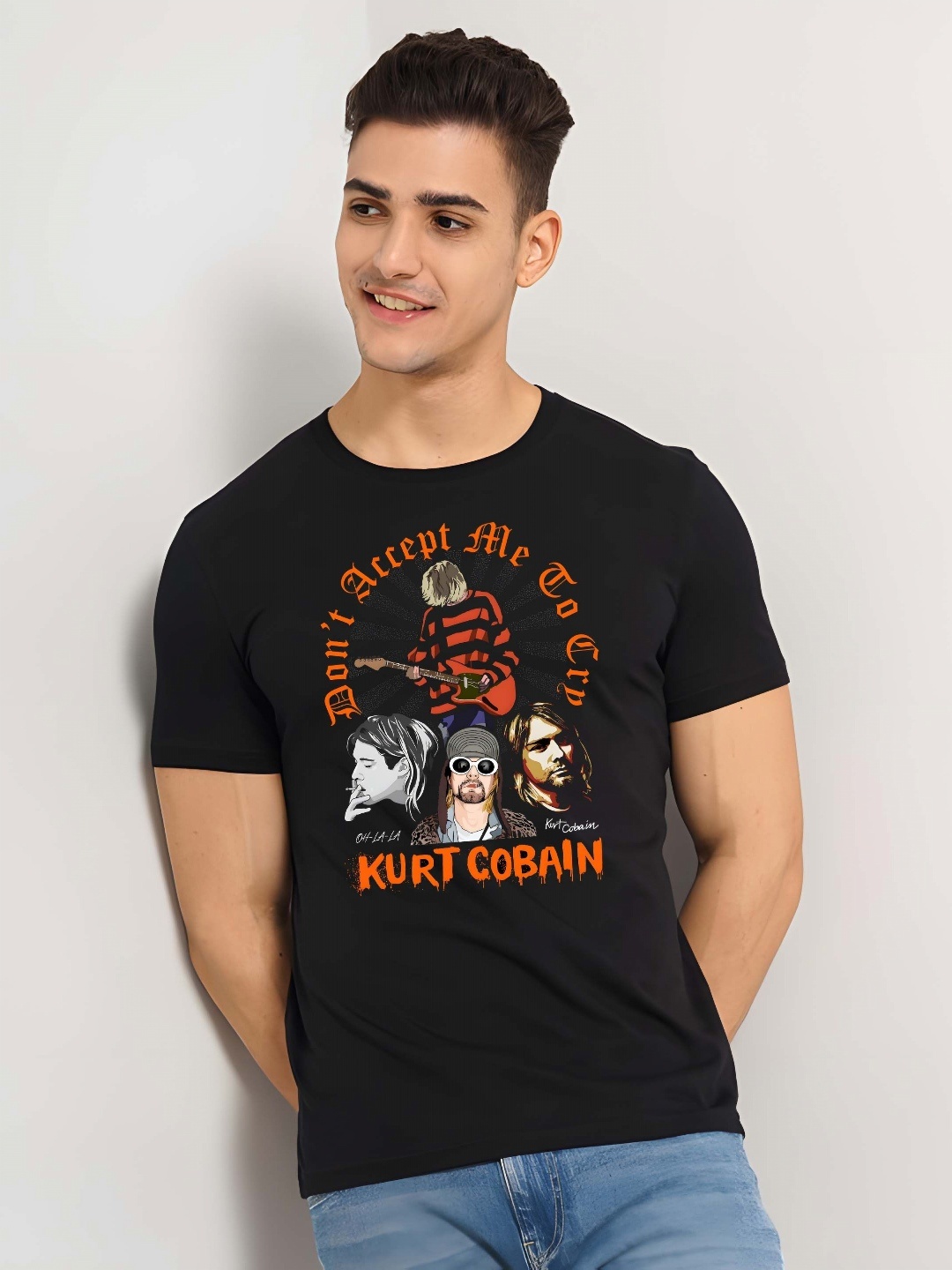 

Moda Rapido Men Typography Printed Round Neck Cotton Slim Fit T-shirt, Black