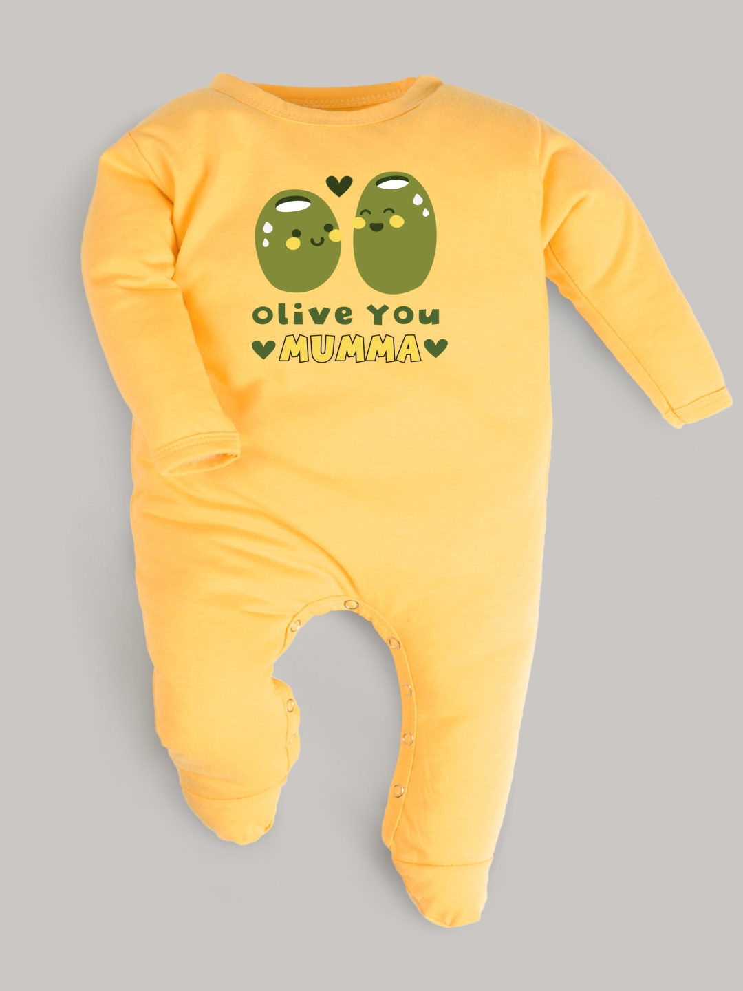 

FFLIRTYGO Infants Valentine Day Printed Cotton Sleepsuit, Yellow