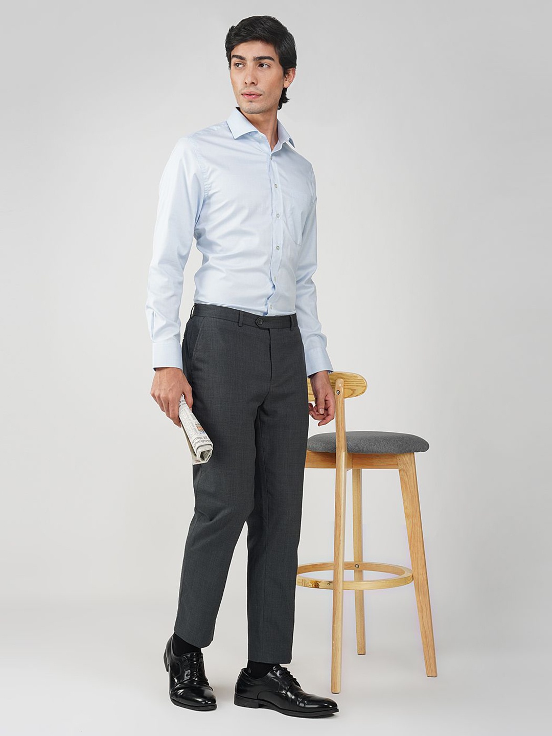 

FASHION FORMAL Men Classic Fit Spread Collar Solid Cotton Formal Shirt, Blue